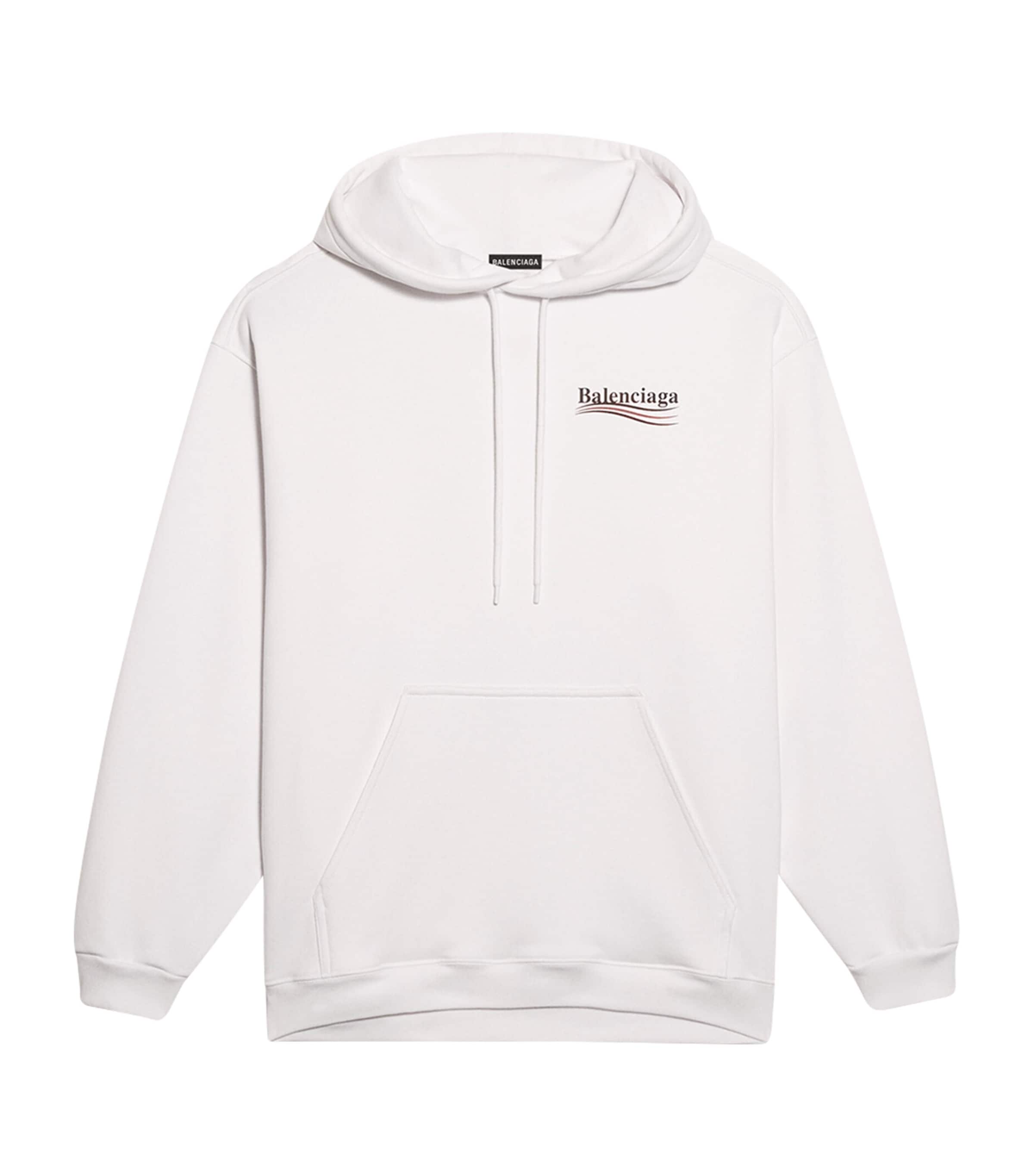 直営店☆BALENCIAGA☆POLITICAL CAMPAIGN HOODIE ロゴ フーディ Women's Political Campaign Hoodie Large Fit in Black