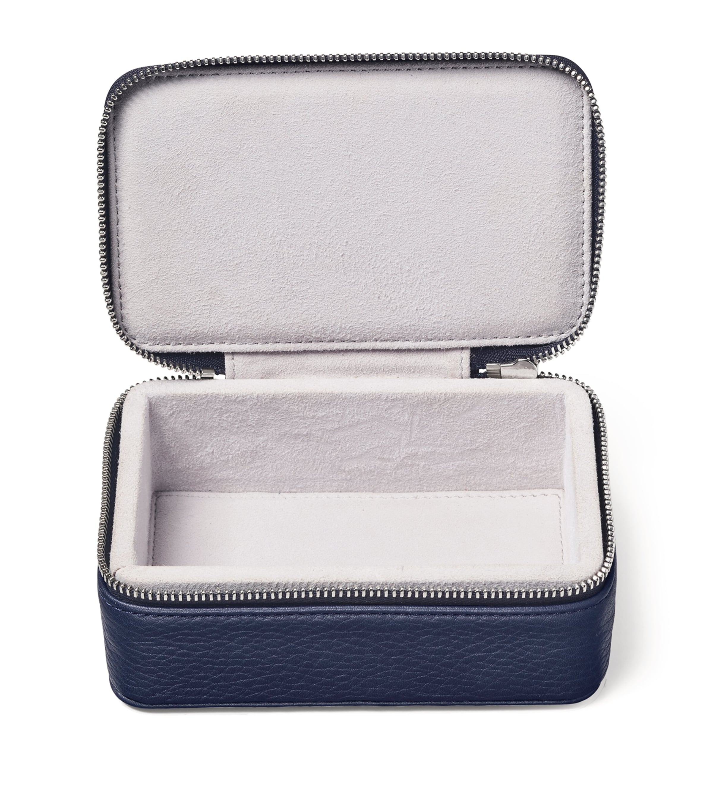 Medium Leather Travel Jewellery Box NAVY Image 3