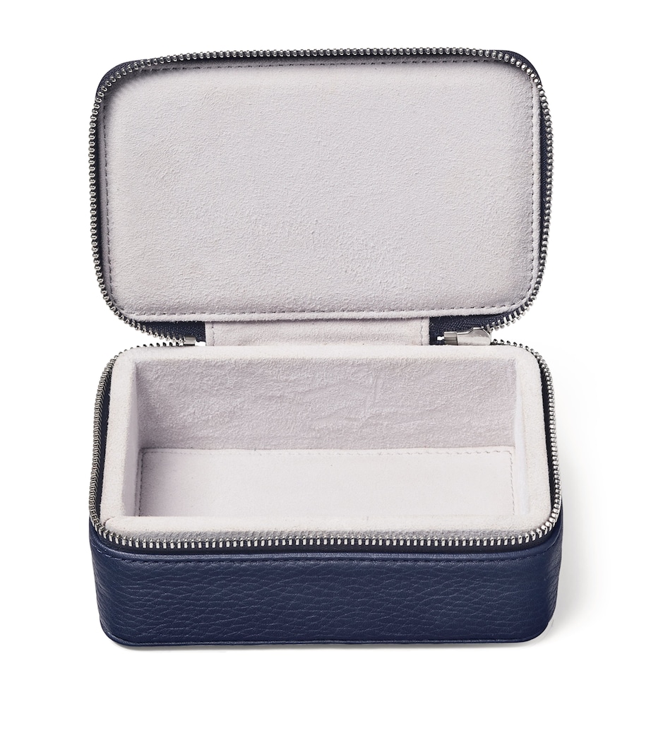 Medium Leather Travel Jewellery Box NAVY Image 3