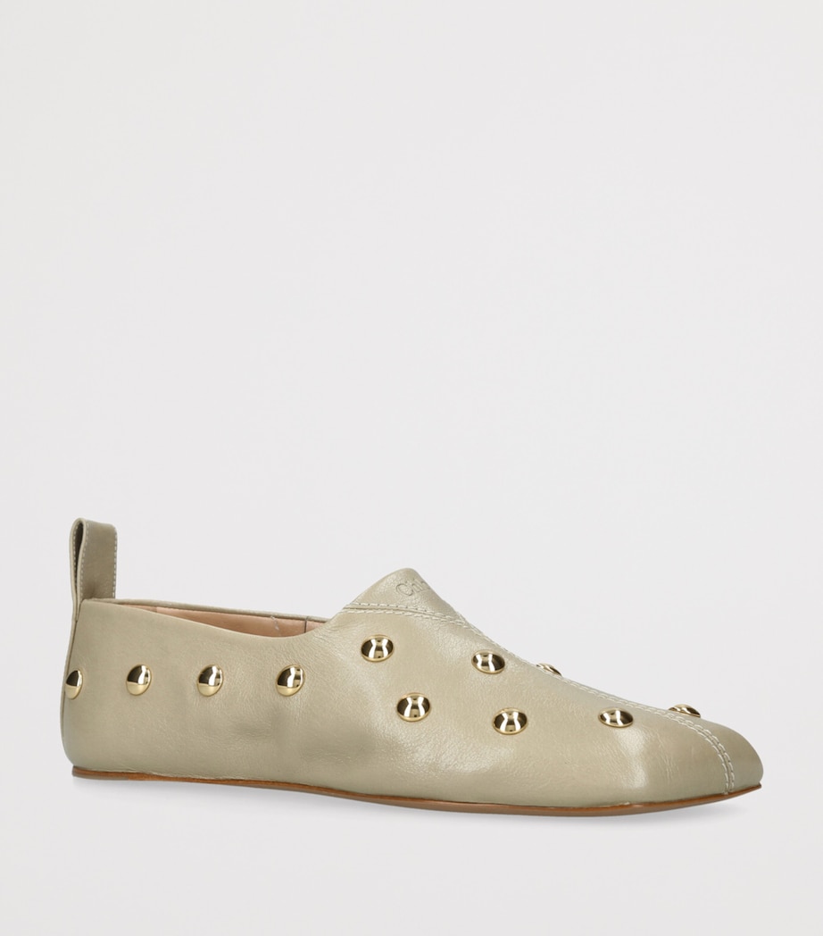 Leather Studded Rita Ballet Flats PALE GREEN Image 3