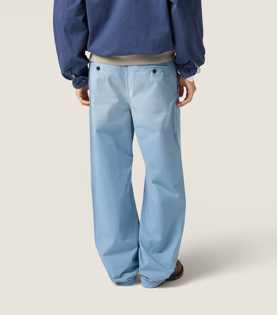 Miu Miu Garment-Dyed Wide-Leg Chinos Light Blue Image 3