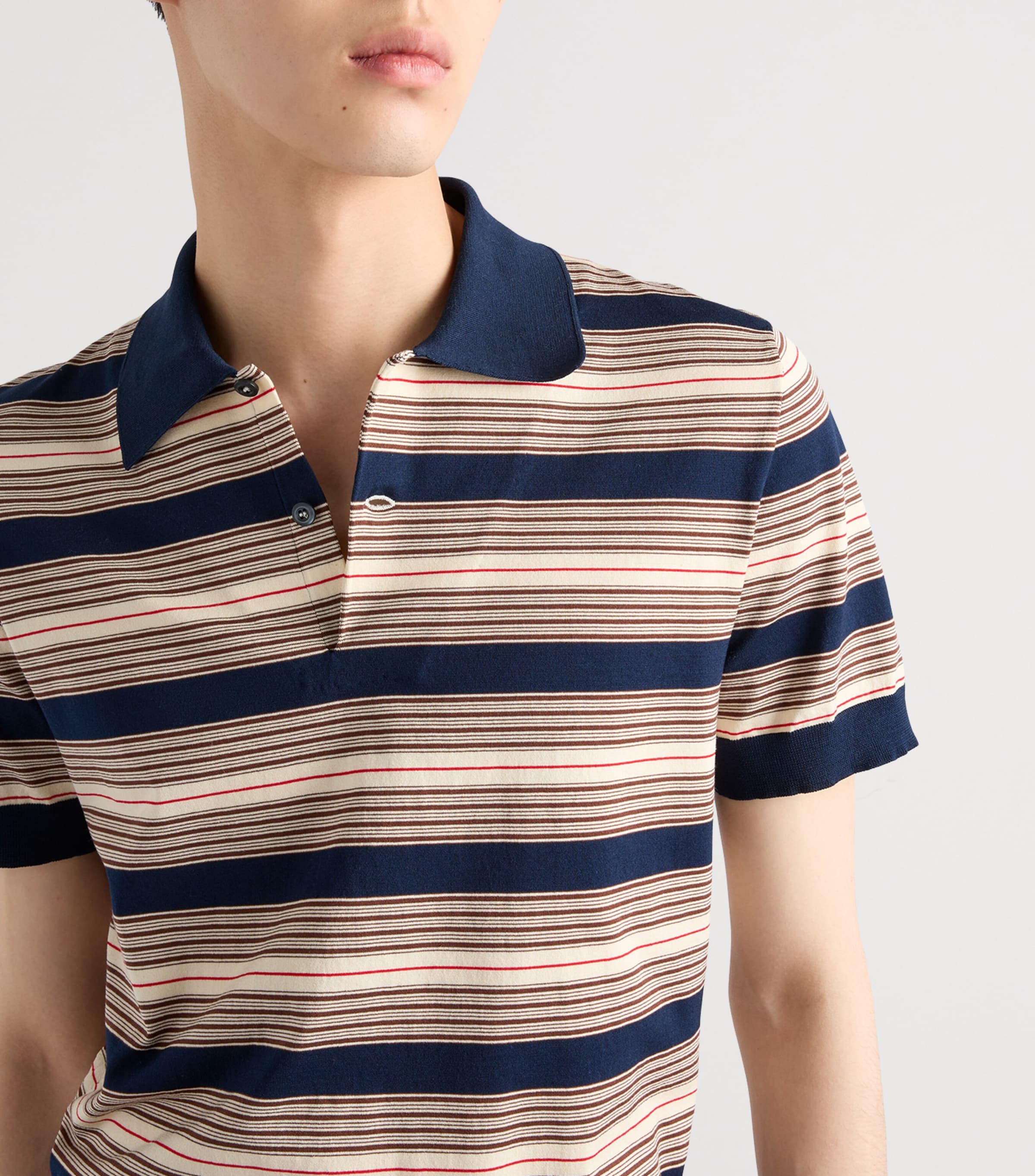 Cotton Stripe Polo Shirt F0008 Image 3