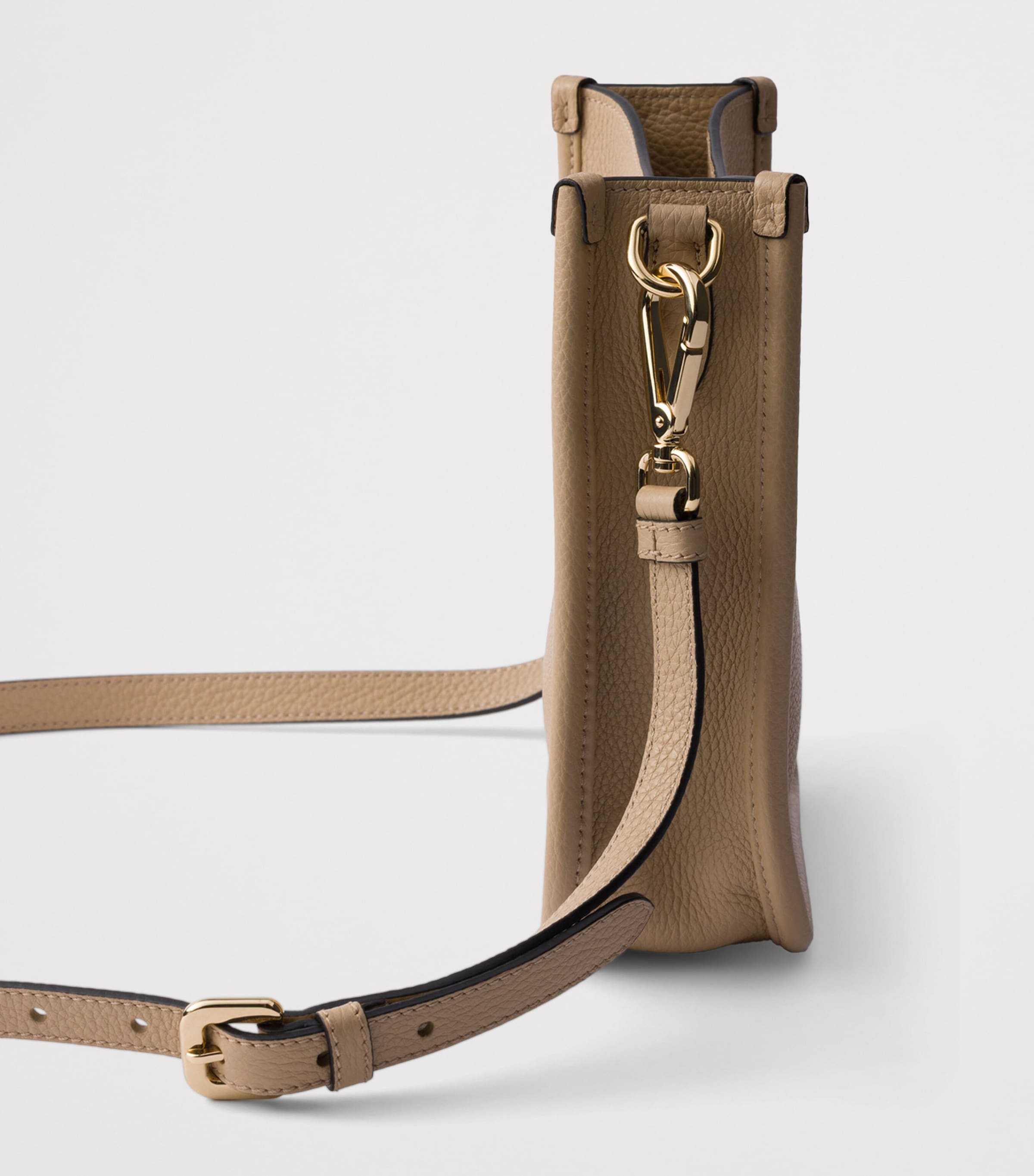 Prada Mini Leather Shoulder Bag Neutral Image 4