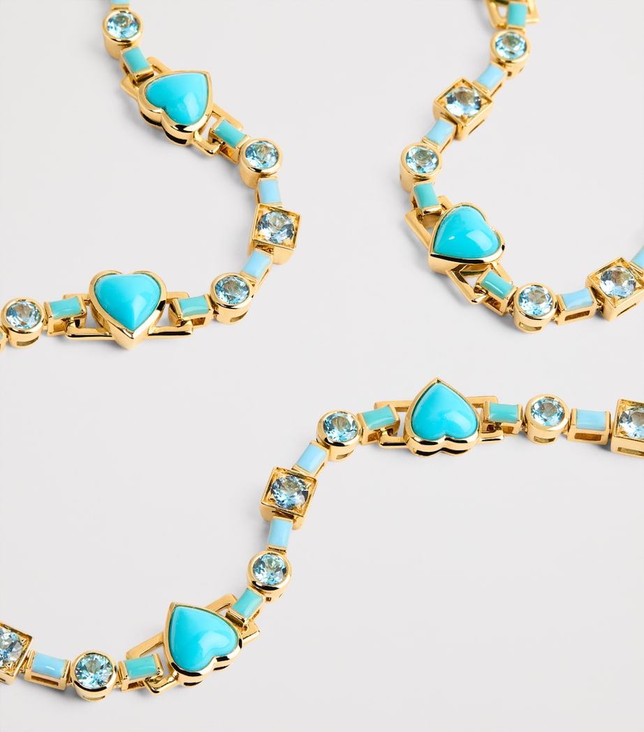 Yellow Gold, Turquoise and Topaz Blue Heart Choker YELLOW GOLD Image 3