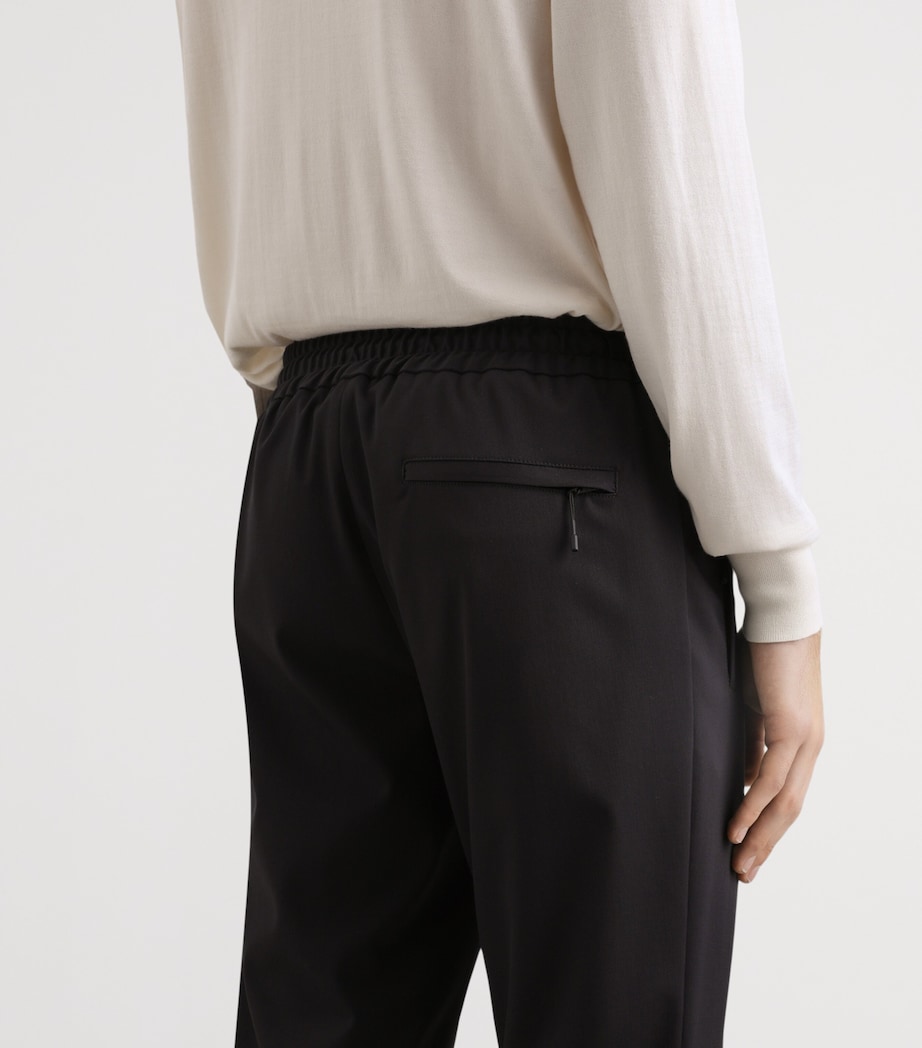 Dolce&Gabbana Mens Virgin Wool-Blend Drawstring Straight Trousers Very Dark Image 5