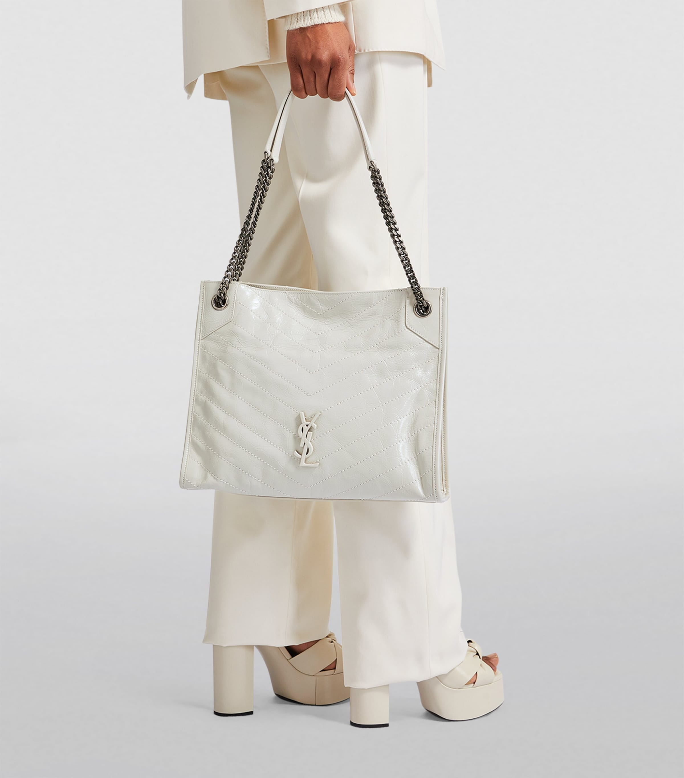 Saint Laurent White Medium Niki Shopping Bag Harrods UK