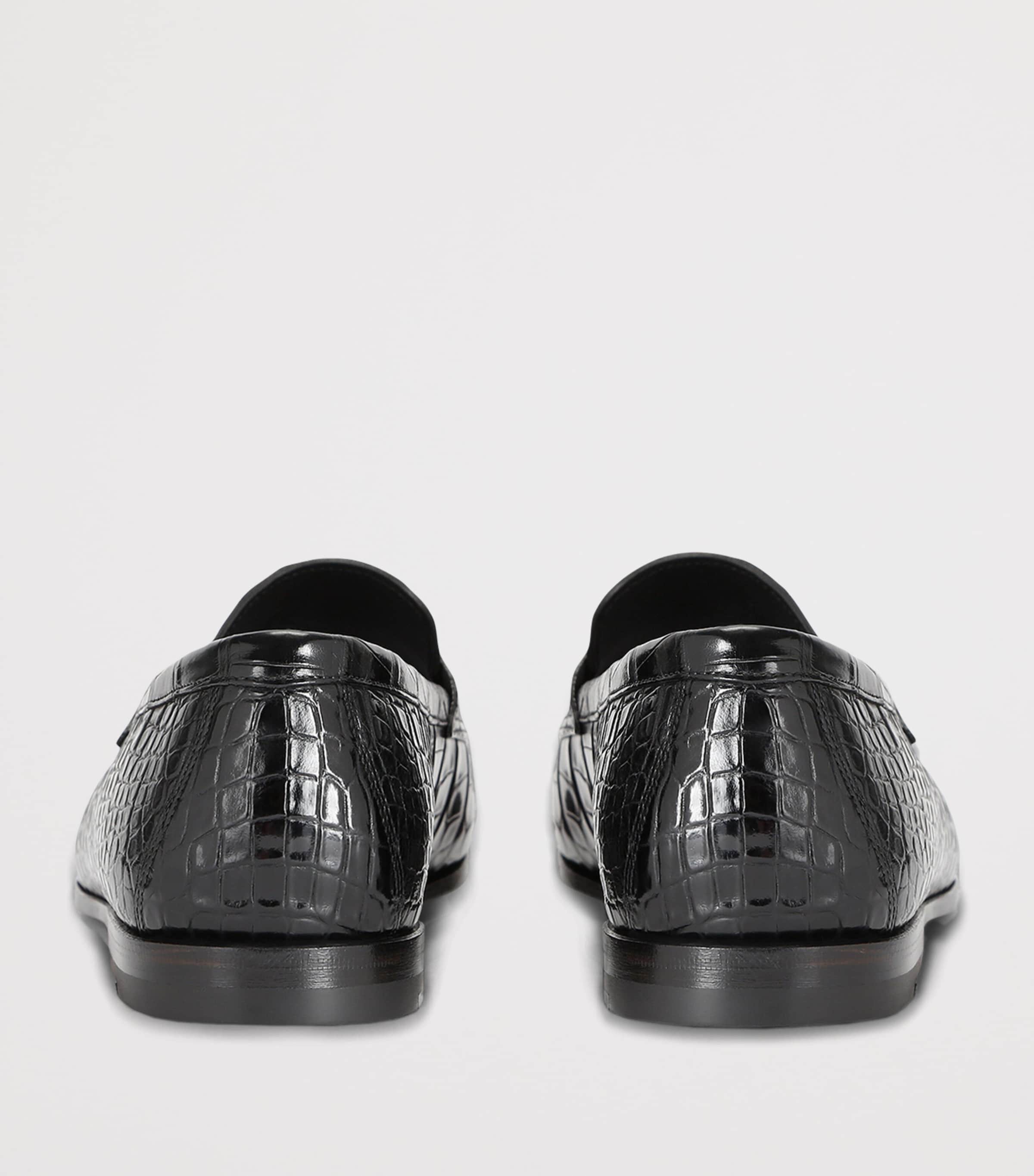 Santoni Crocodile Carlos Penny Loafers Black Image 4