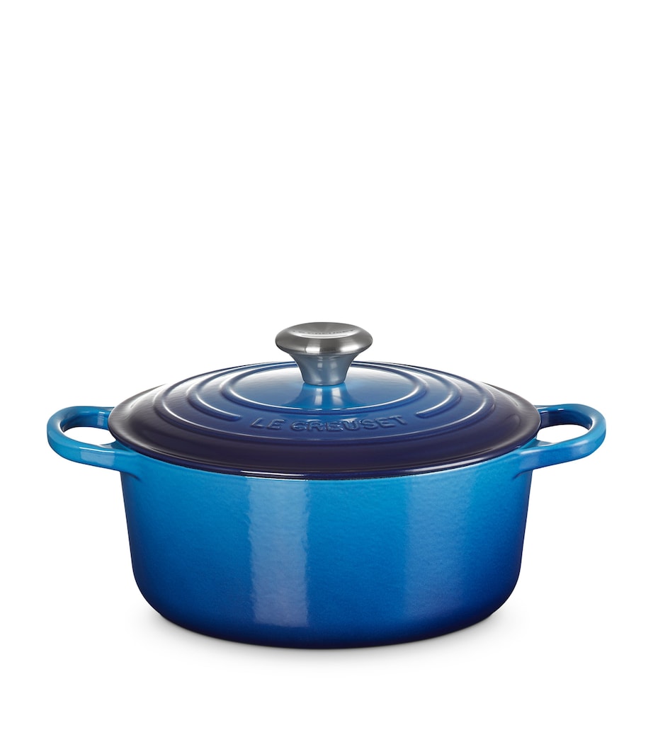 Cast Iron Round Casserole Dish (24cm) AZURE BLUE Image 6