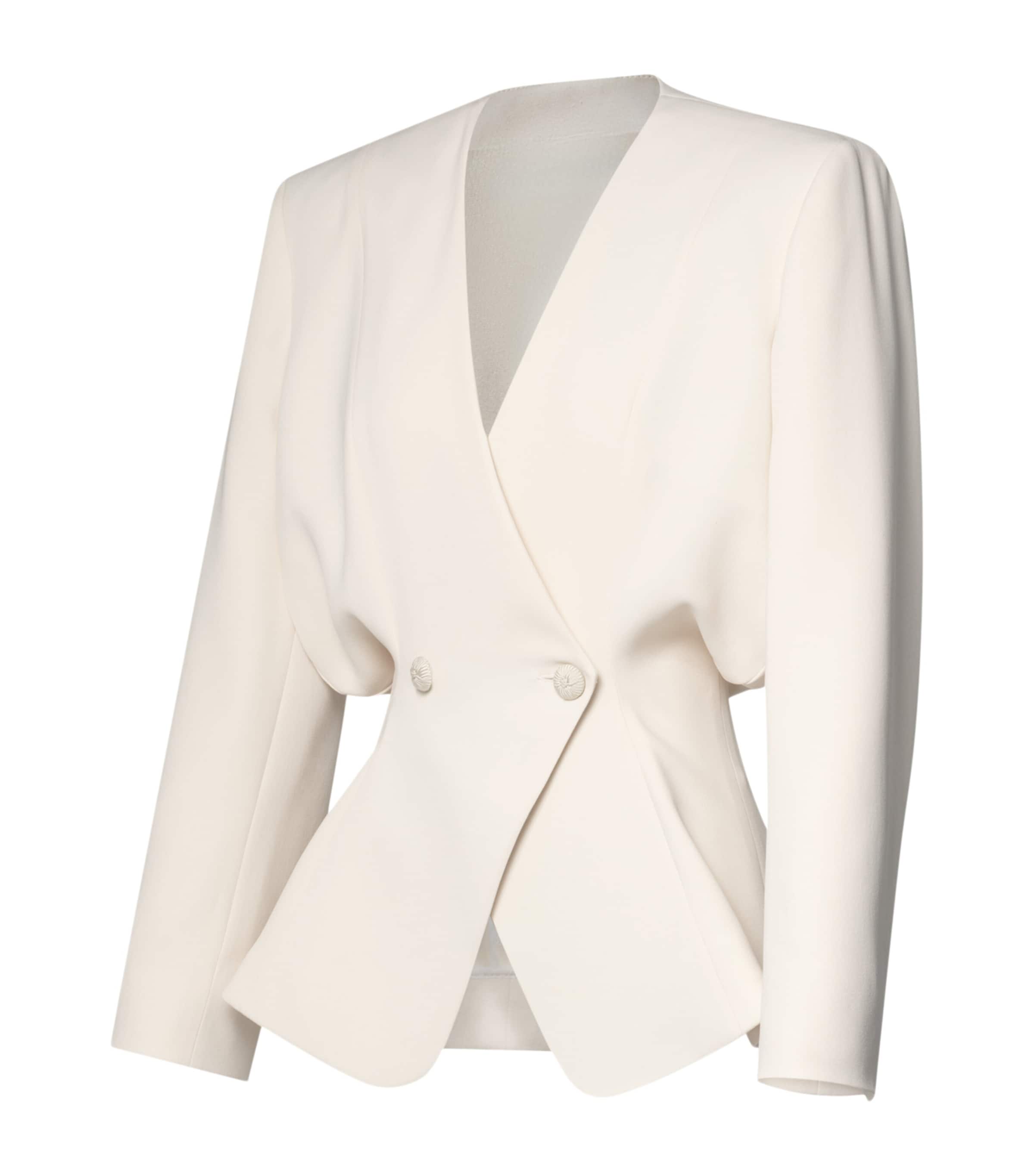 LOUIS VUITTON Womens Silk-Blend Tailored Robe Blazer Beige Image 2