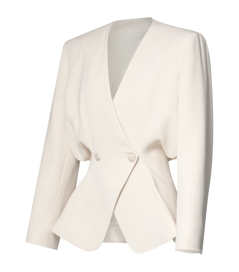LOUIS VUITTON Womens Silk-Blend Tailored Robe Blazer Beige Image 2