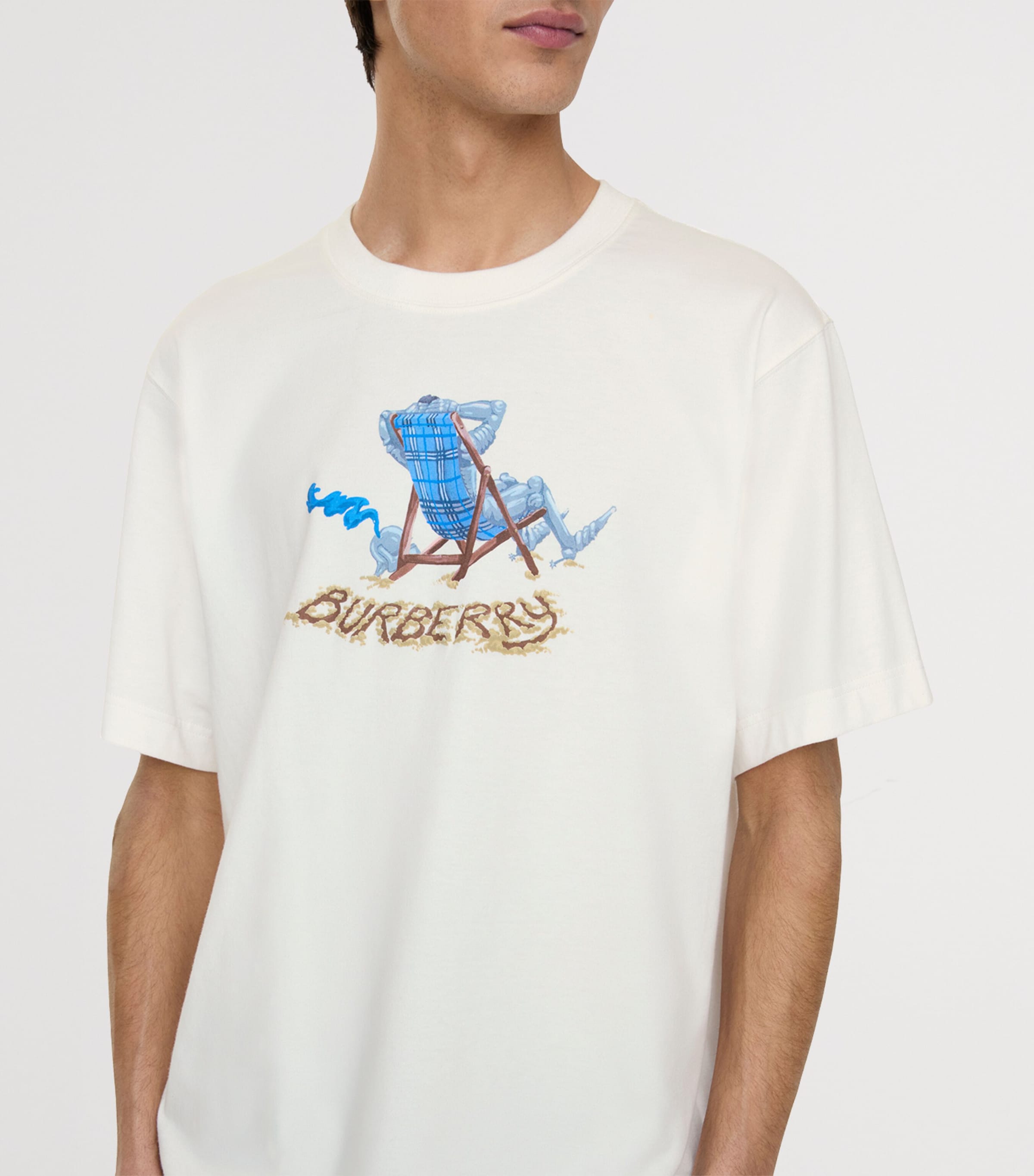 Burberry Mens Cotton Beach Knight T-Shirt Chalk Image 3