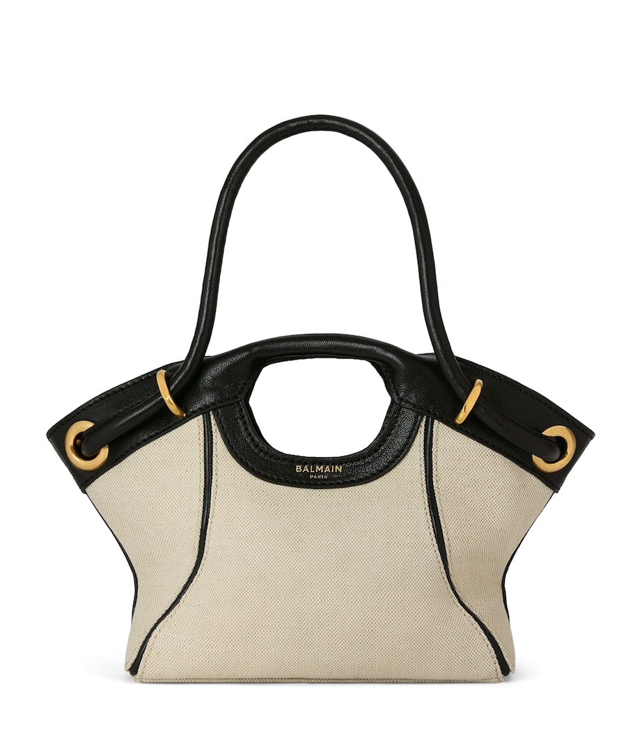 Balmain Womens Small Canvas Tote Bag Gte Naturel / Noir Image 1