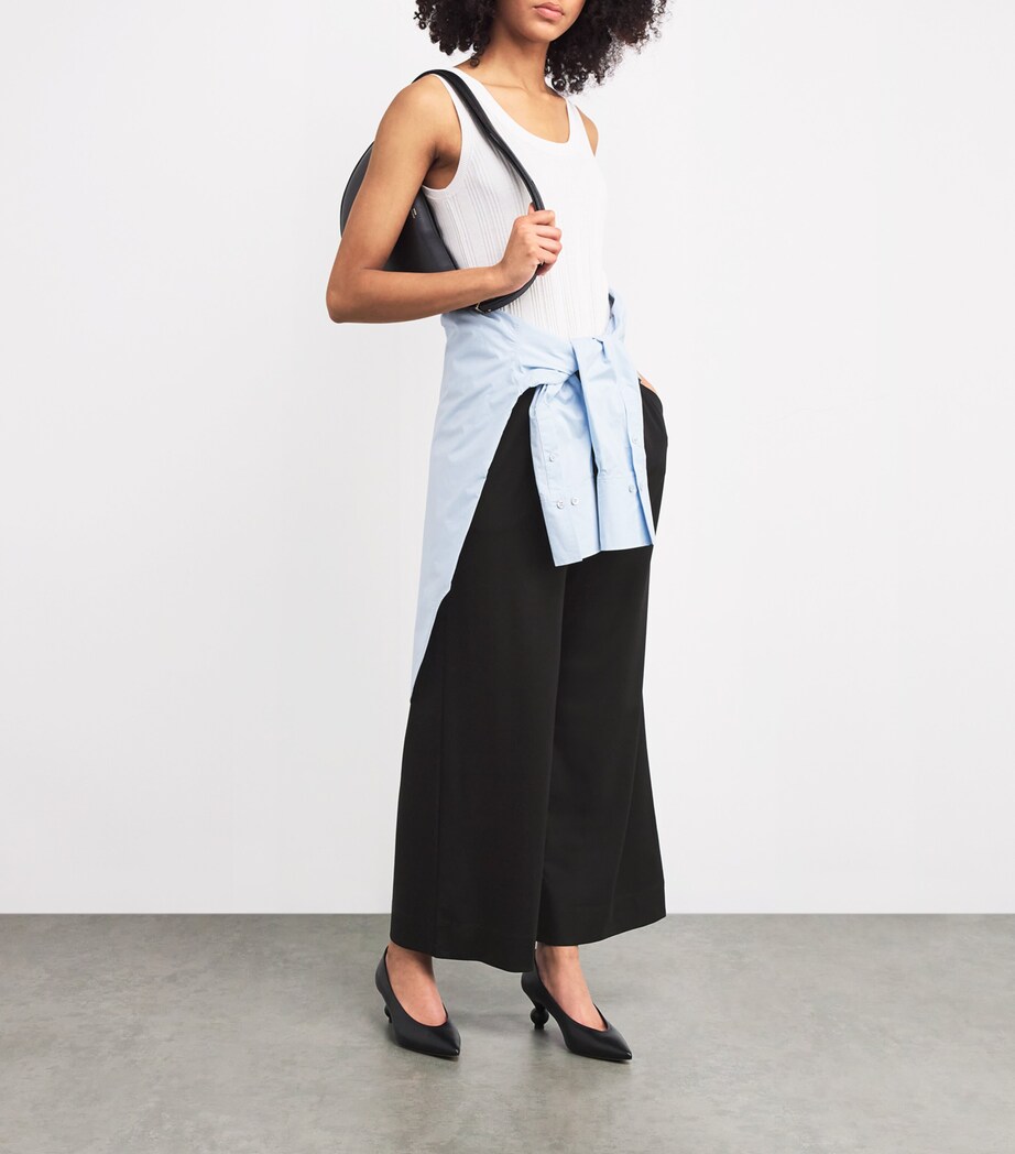 Drawstring Wide-Leg Trousers BLACK Image 2