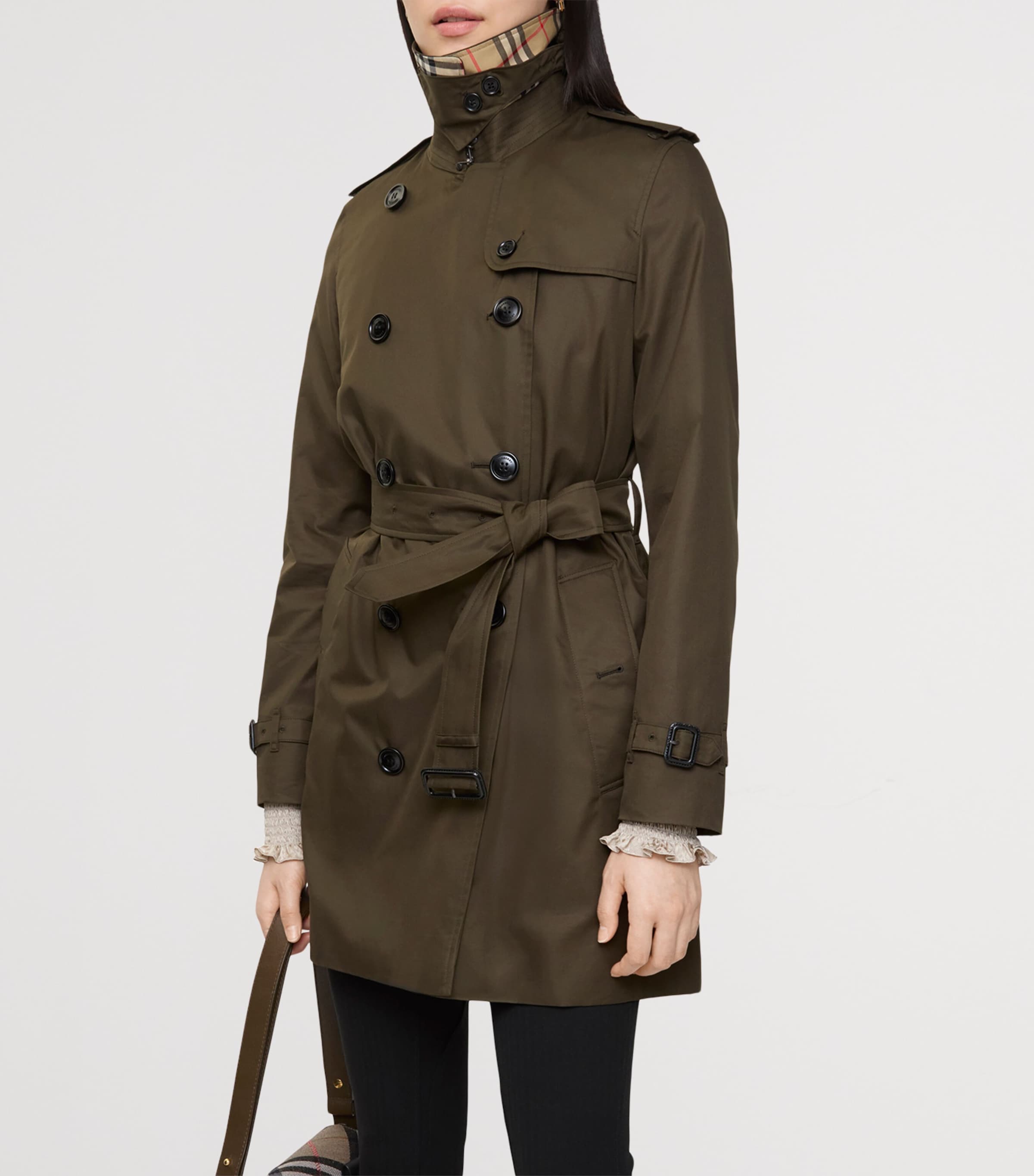 Tropical Gabardine Kensington Trench Coat JUNIPER Image 4
