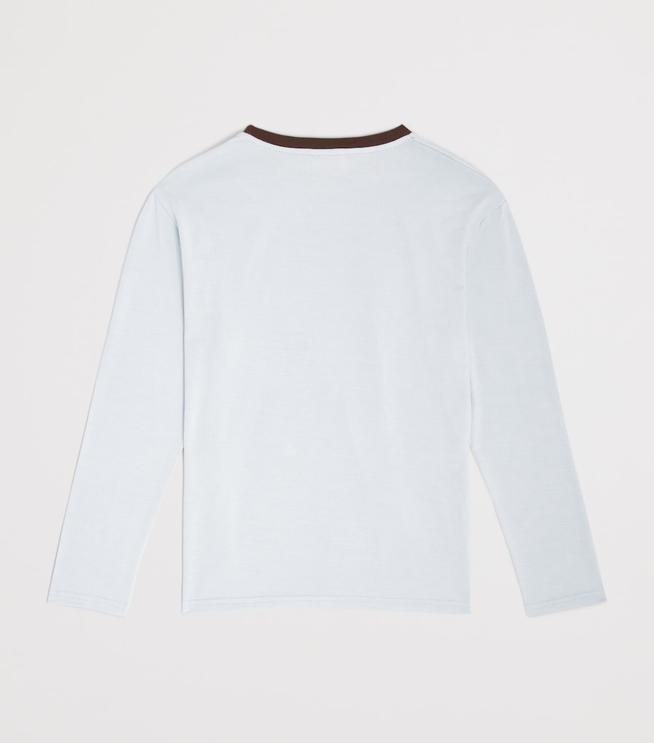 Homebody Kids Contrast-Trim Long-Sleeve T-Shirt (4-16 Years) Pale Blue Image 2