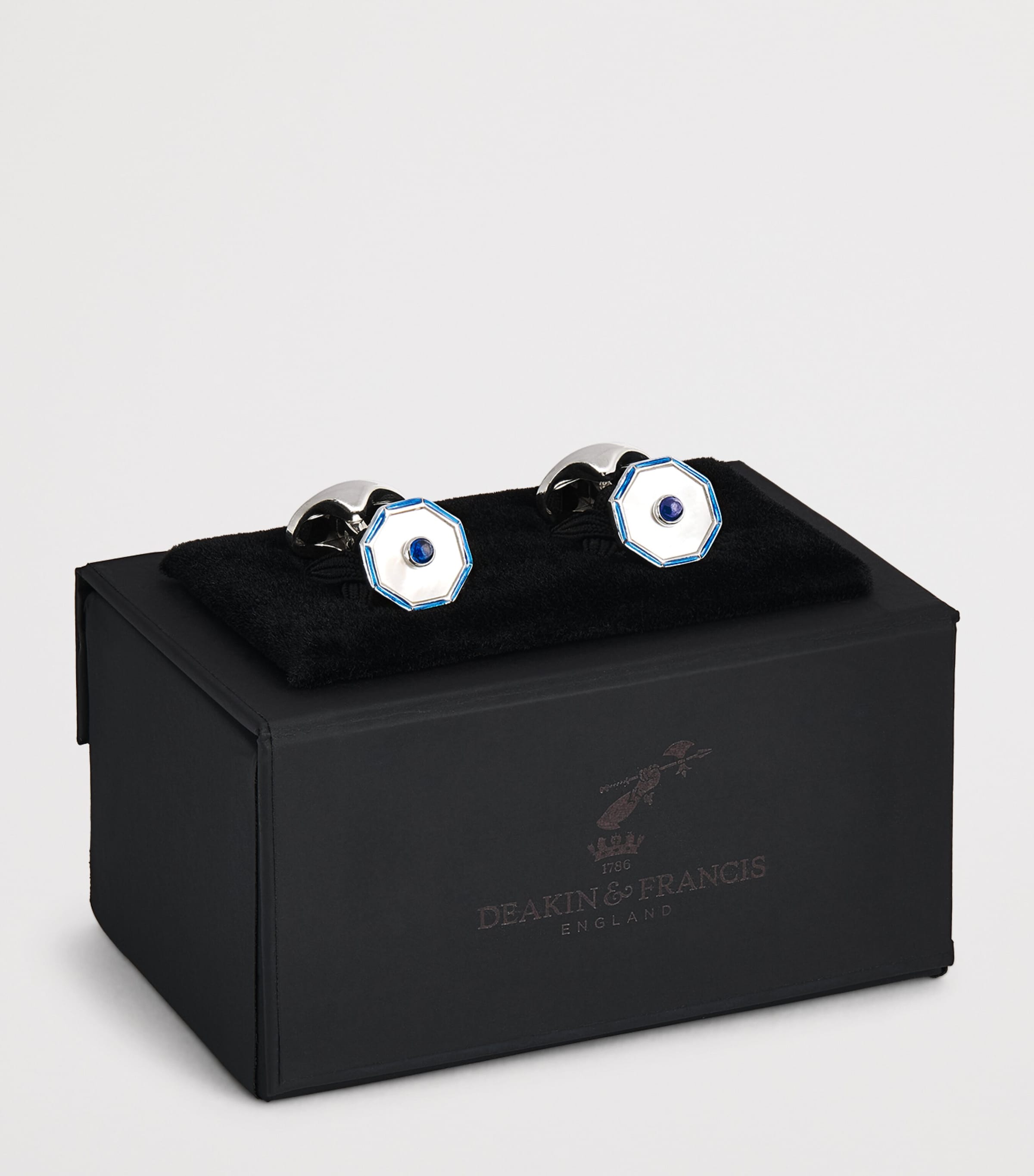 Sterling Silver Hexagonal Sapphire Cufflinks BLUE Image 3