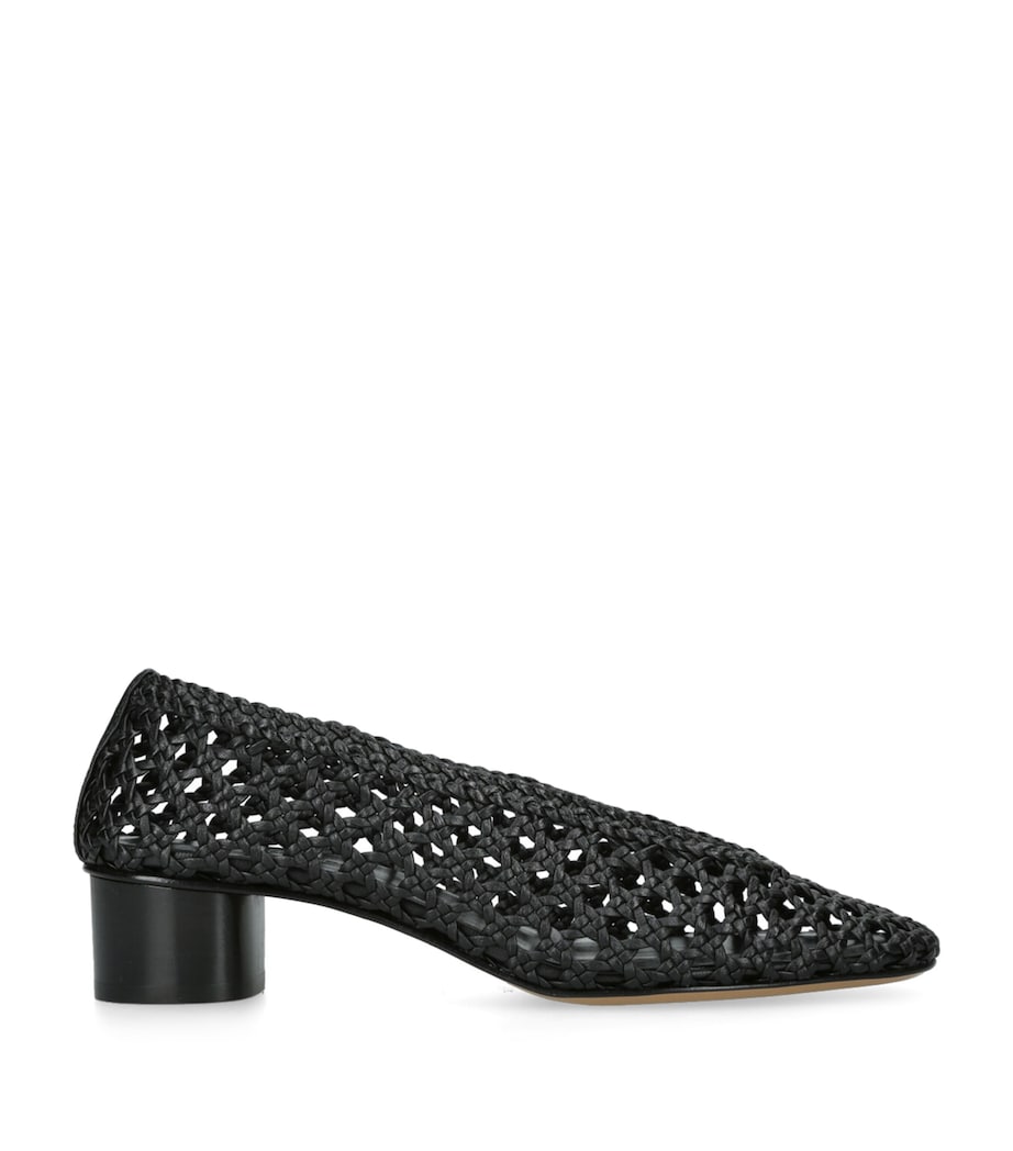 Leather Woven Pumps 40 BLACK Image 1