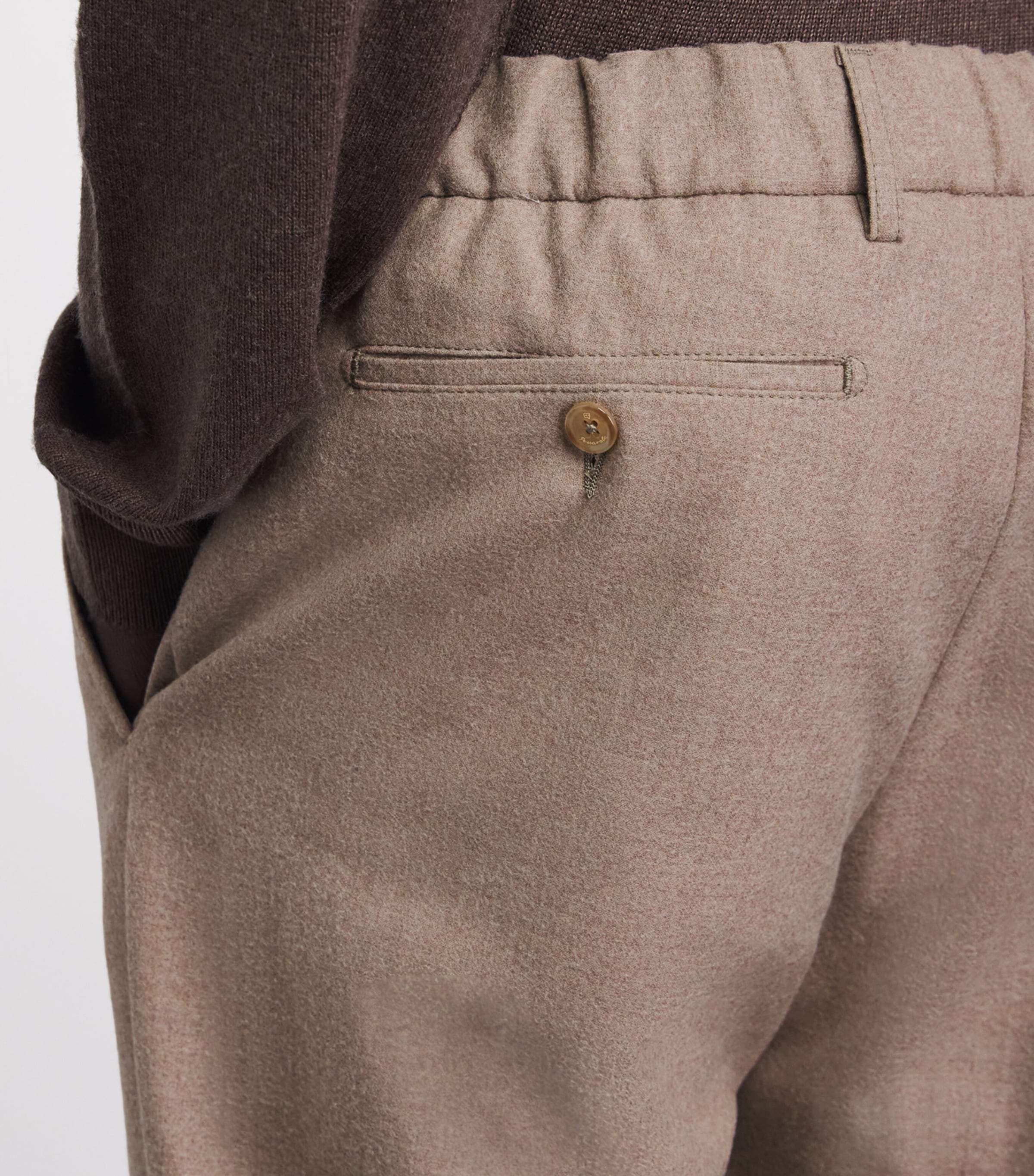 Marco Pescarolo Womens Stretch-Cashmere Trousers Dark Beige Image 3