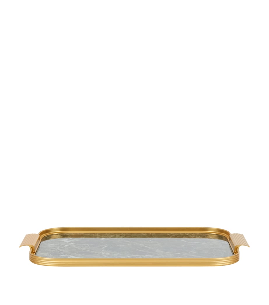 Marble Ribbed Tray (40cm) GOLD W/ONYX MARBLE Image 1