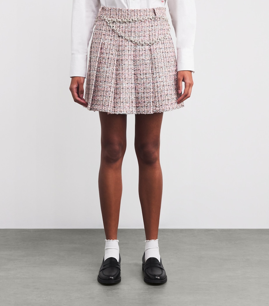 Bouclé Pleated Mini Skirt PINK Image 3
