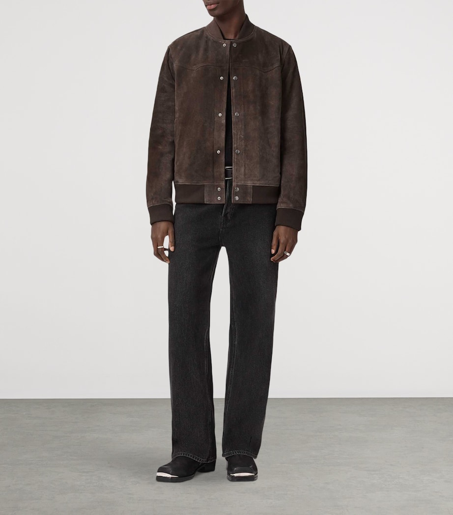 AllSaints Mens Wool Stafford Bomber Jacket Woodland Brown Image 2