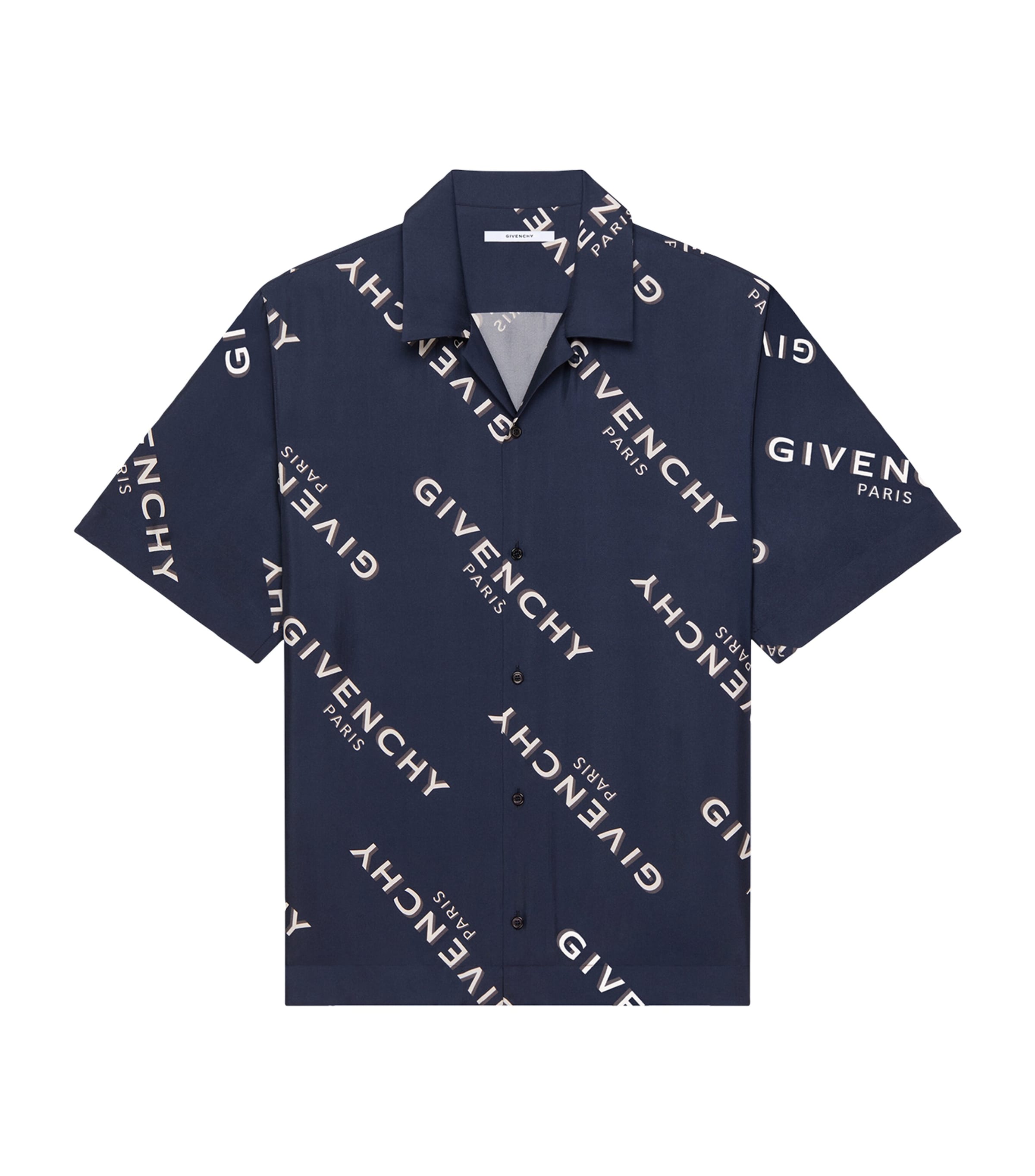 Givenchy Mens Silk Bowling Shirt Navy Image 1