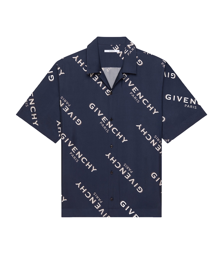 Givenchy Mens Silk Bowling Shirt Navy Image 1
