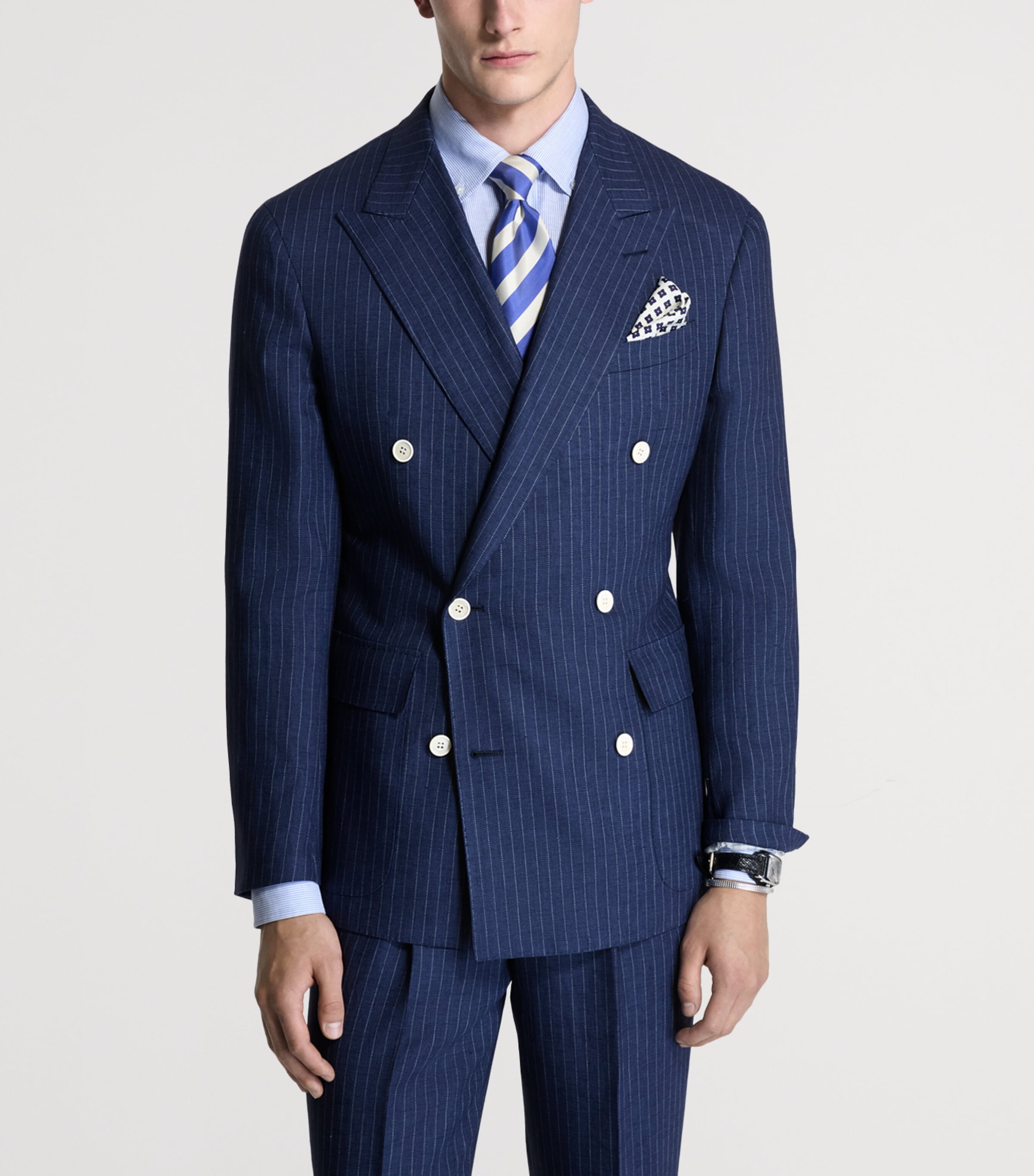 Dunhill Mens Linen Double-Breasted Blazer Image 4