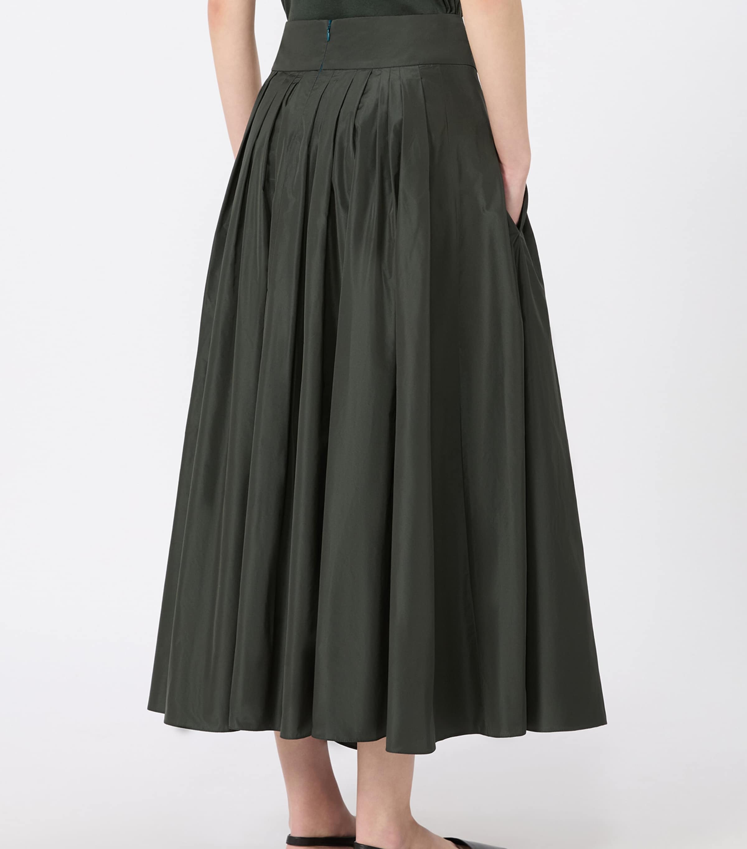 Max Mara Womens Pleated Maxi Skirt Dark Green Image 4