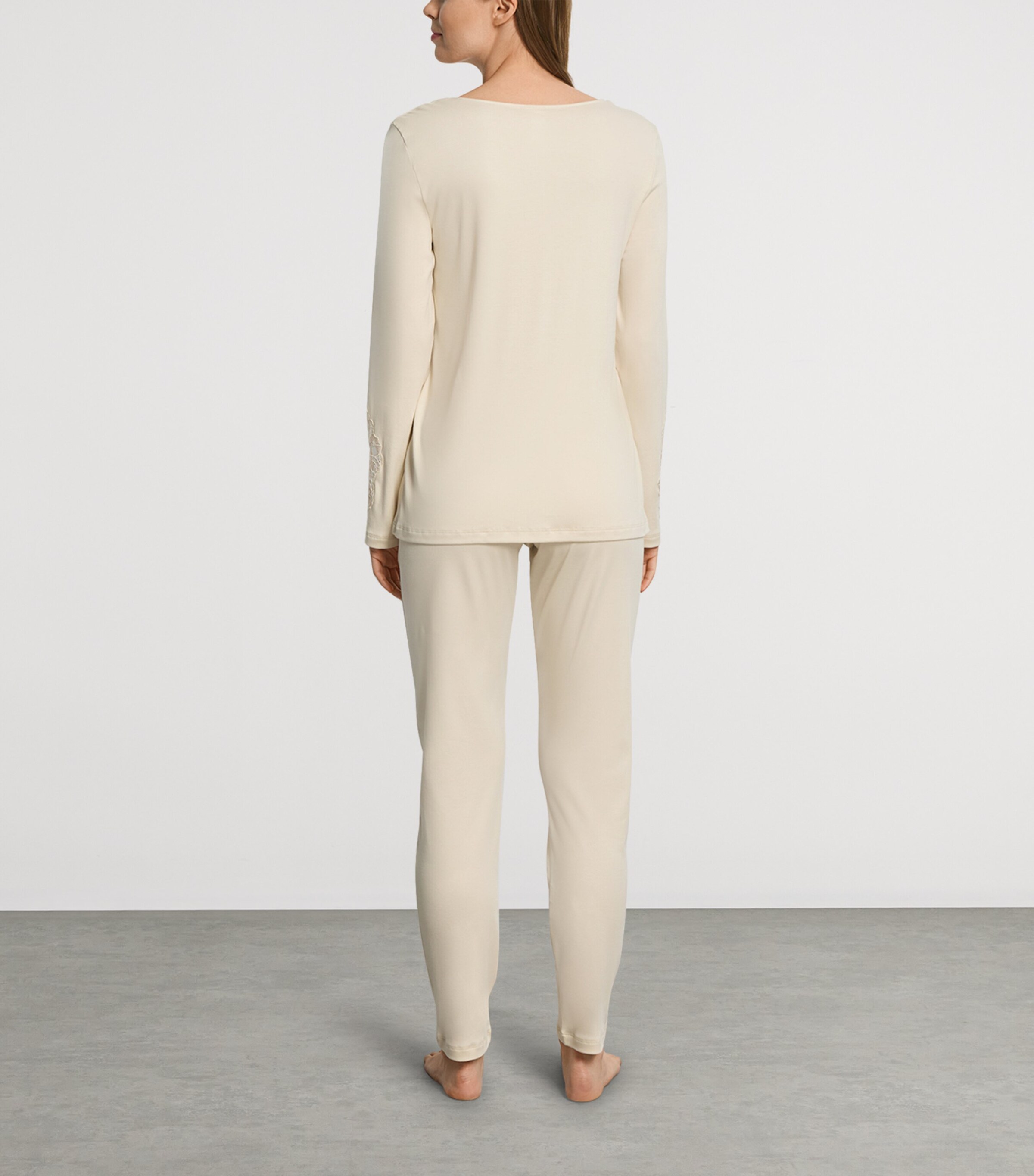 Hanro Beige Cotton Long Belen Pyjamas | Harrods UK