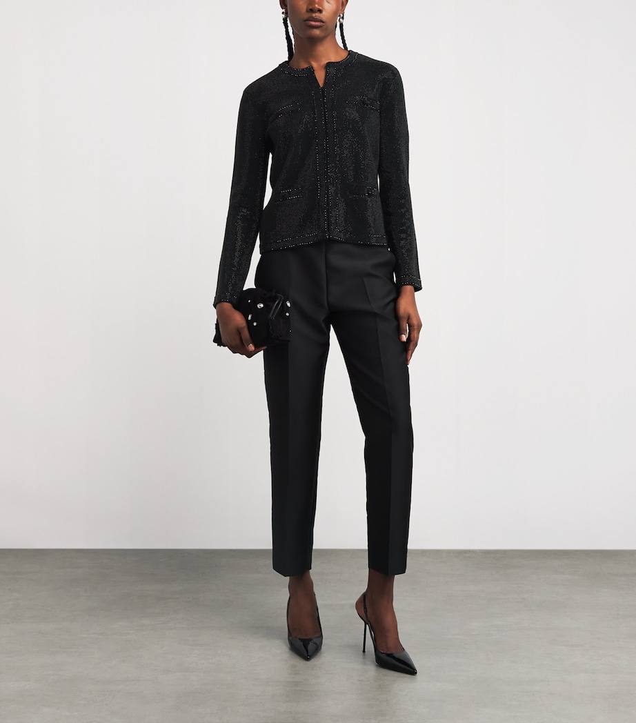 Wool-Blend Embellished Kendra Cardigan 001 BLACK Image 2