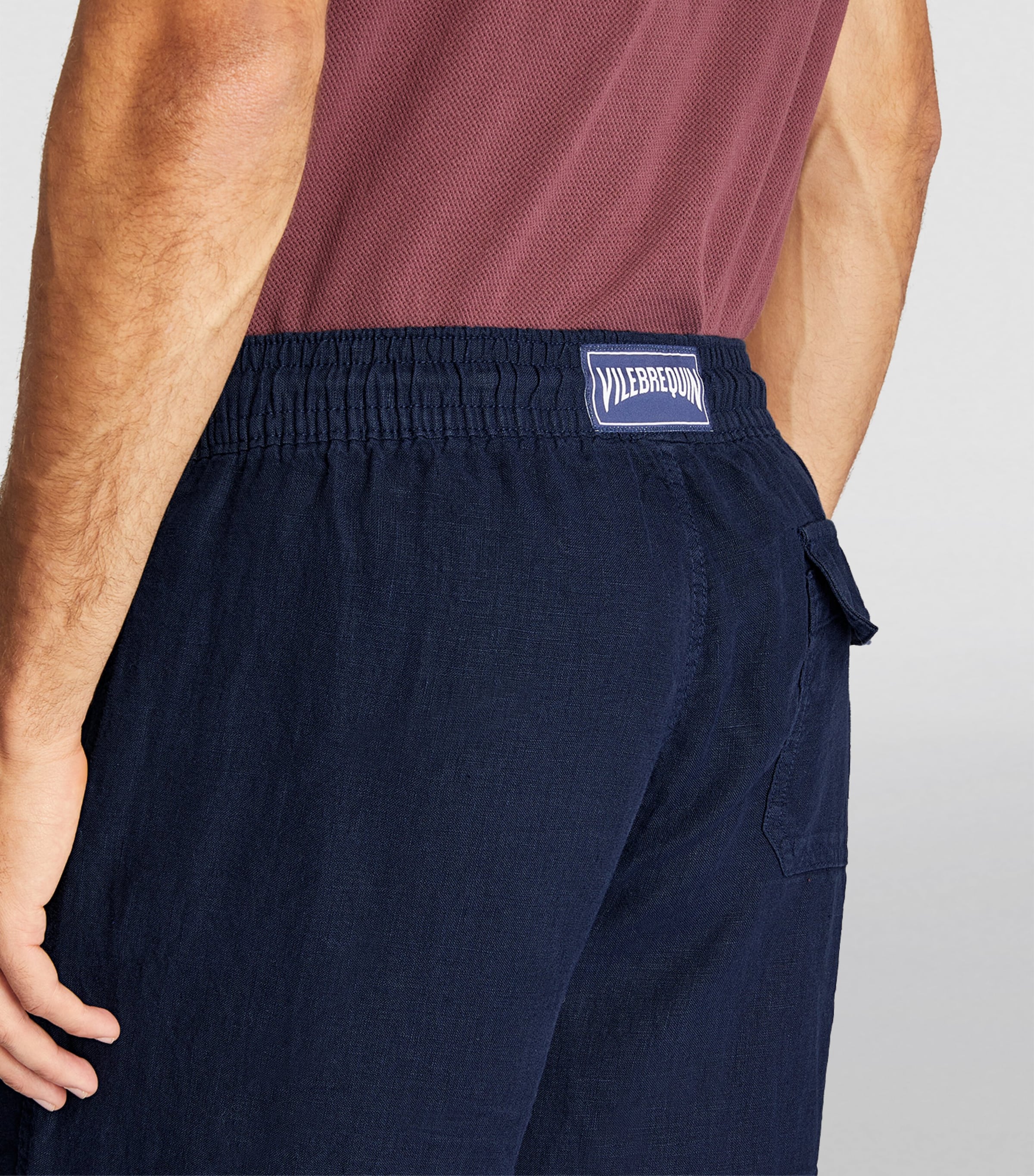 Linen Pacha Drawstring Trousers 390 BLUE MARINE Image 6