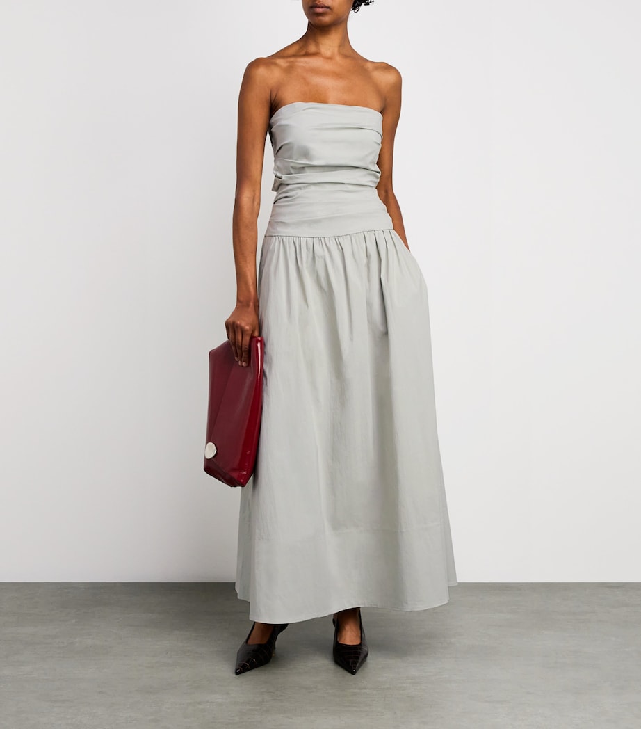 Cotton-Blend Strapless Maxi Dress SILVER Image 2