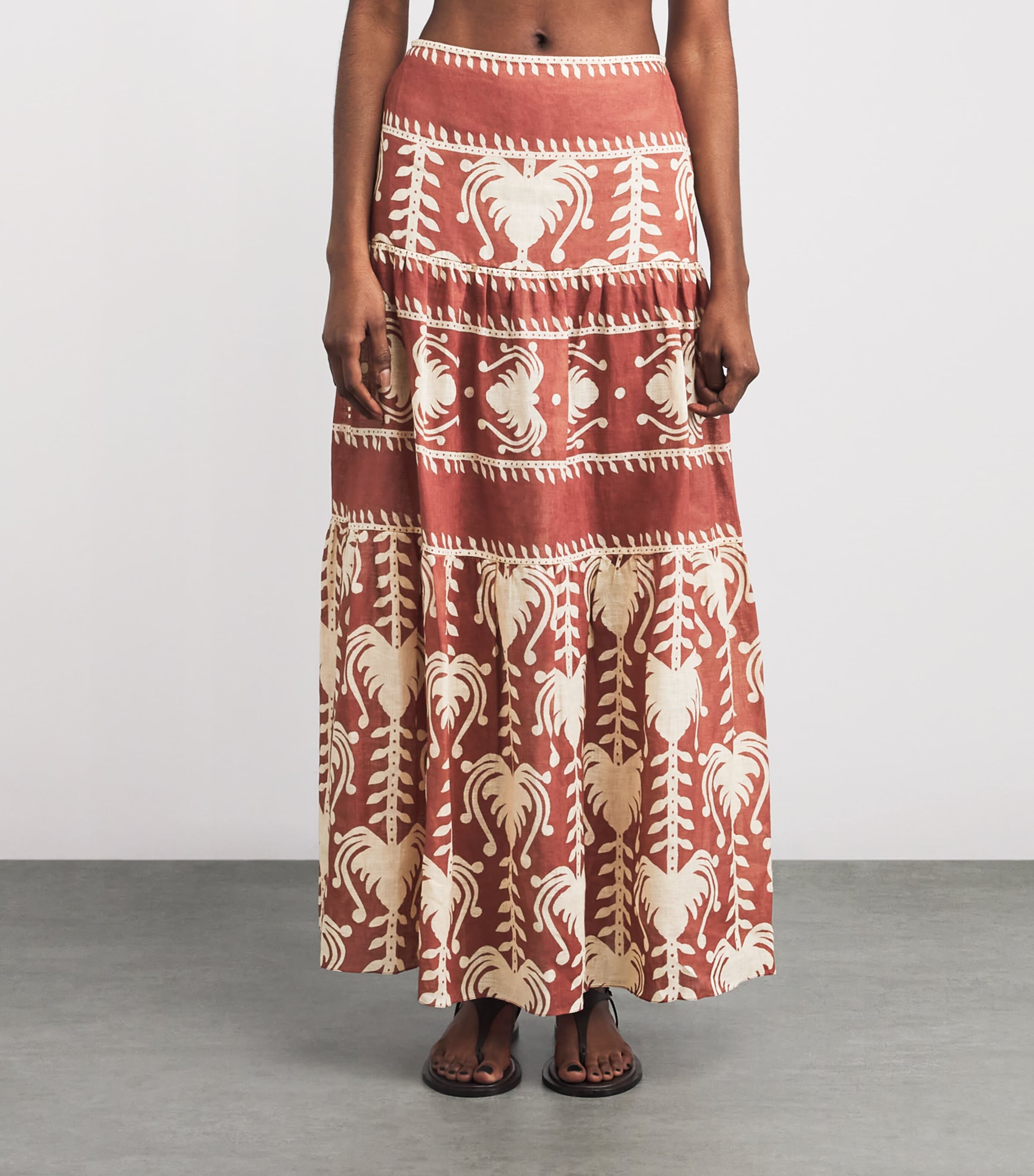 Linen Rituales Maxi Skirt MARSALA/ECRU Image 3