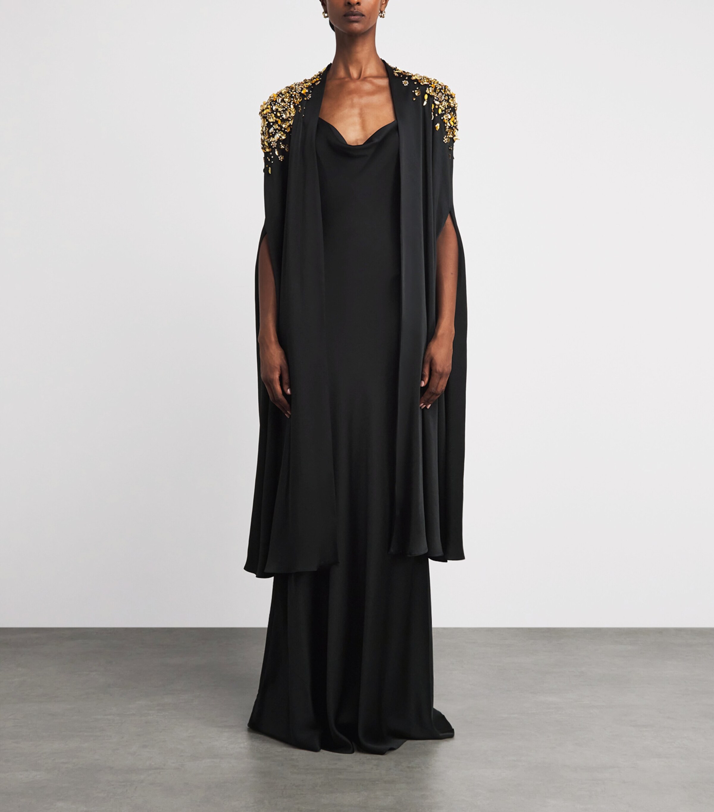 Jenny Packham Womens Embellished Alona Cape Liquorice Image 4