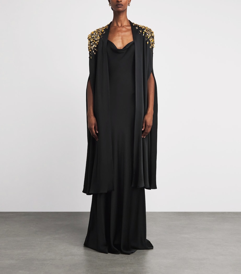 Jenny Packham Womens Embellished Alona Cape Liquorice Image 4