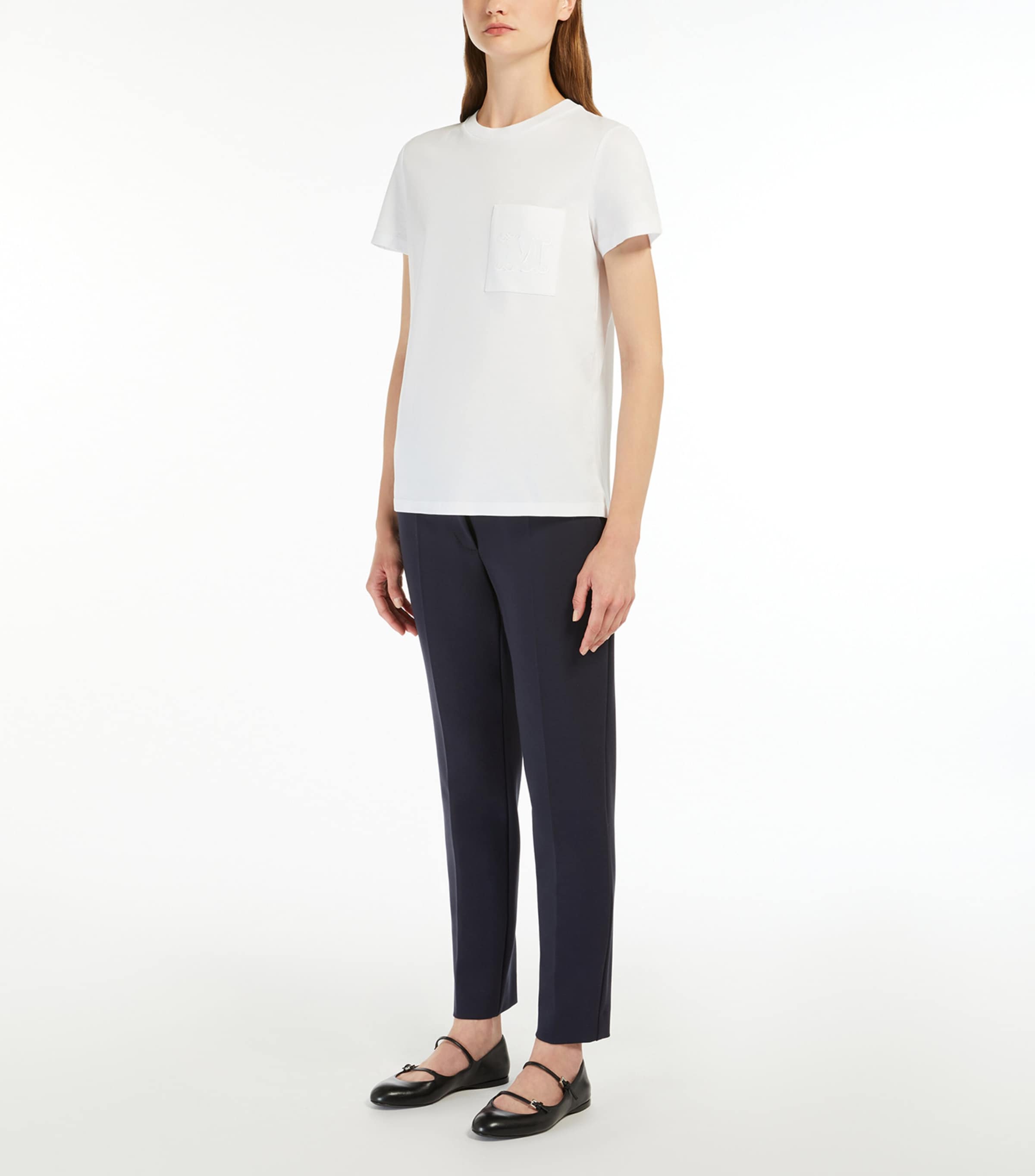 Max Mara Womens Cotton Logo T-Shirt Optical White Image 4