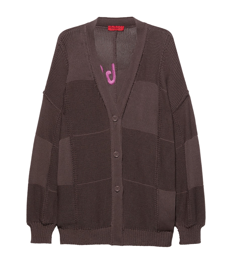 MAX&Co. Womens Cotton Slogan Longline Cardigan Coffee Image 1