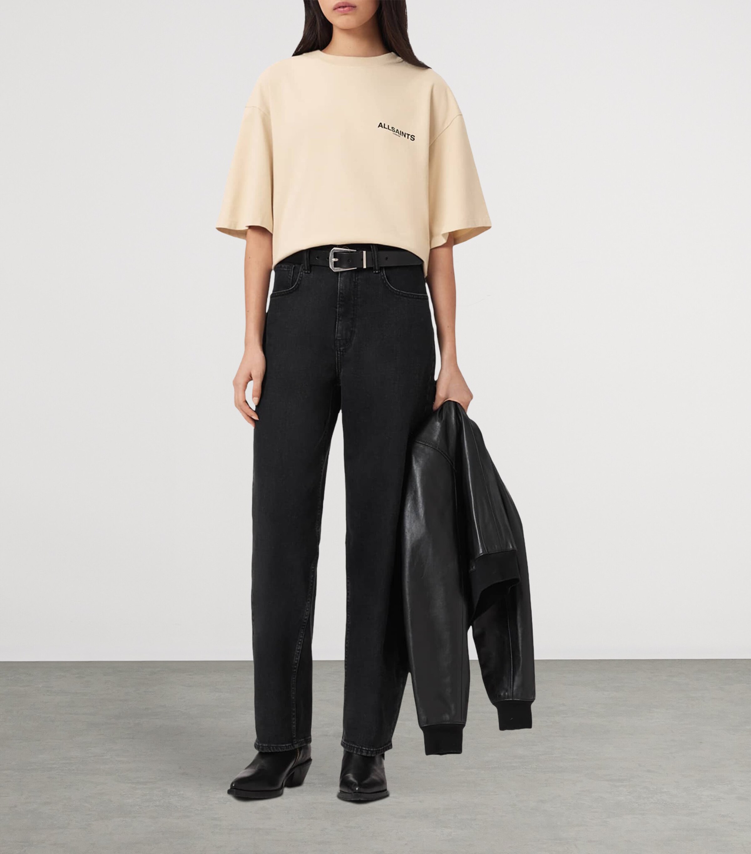 AllSaints Womens Organic Cotton Halis Amelie T-Shirt Sandy White Image 7
