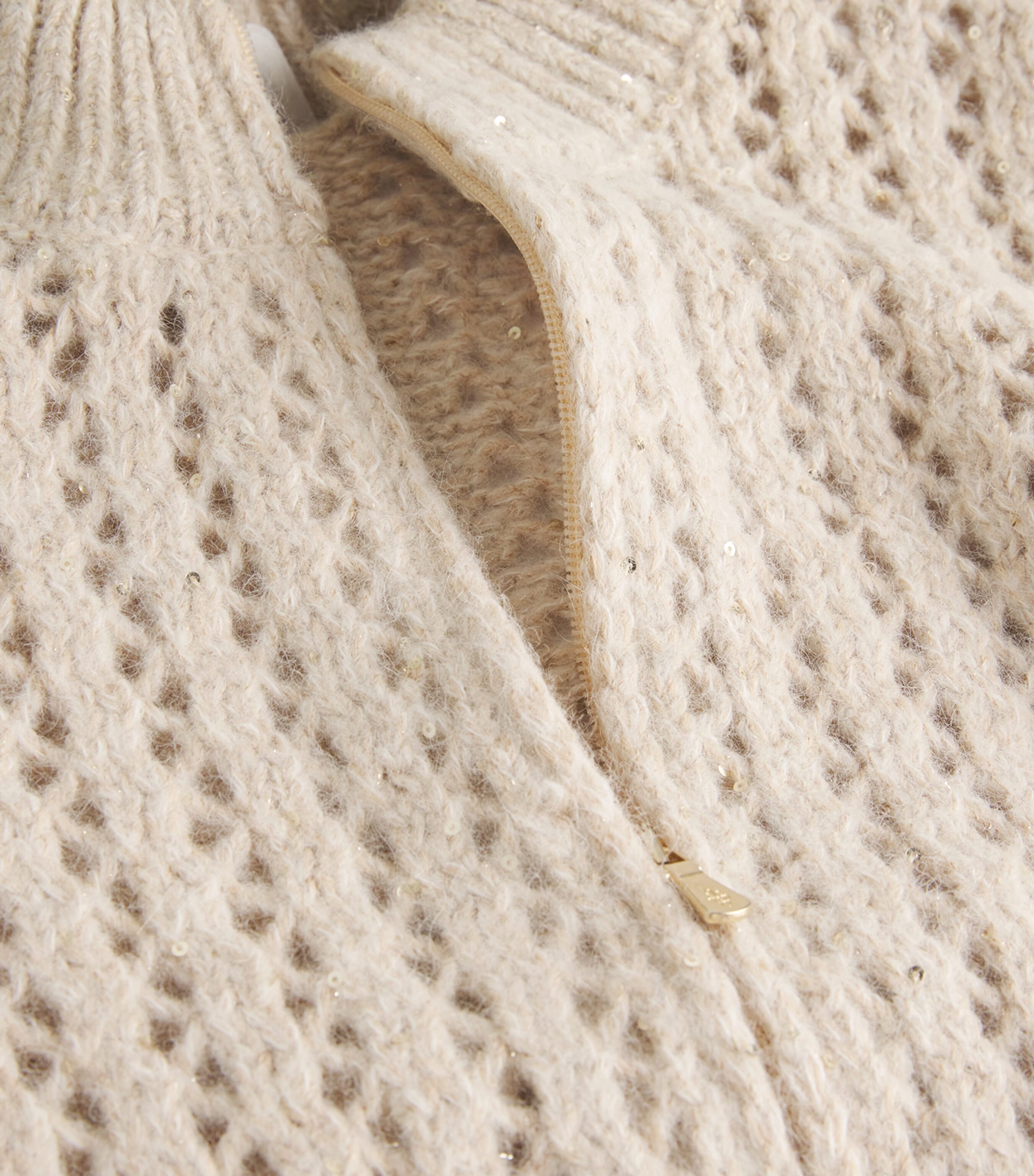 Wool-Blend Sequin Zip-Up Cardigan SABBIA Image 5