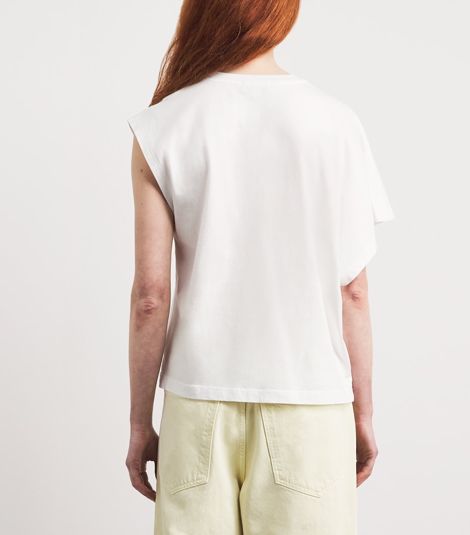 AGOLDE Womens Cotton Corrine Asymmetric T-Shirt White Image 5