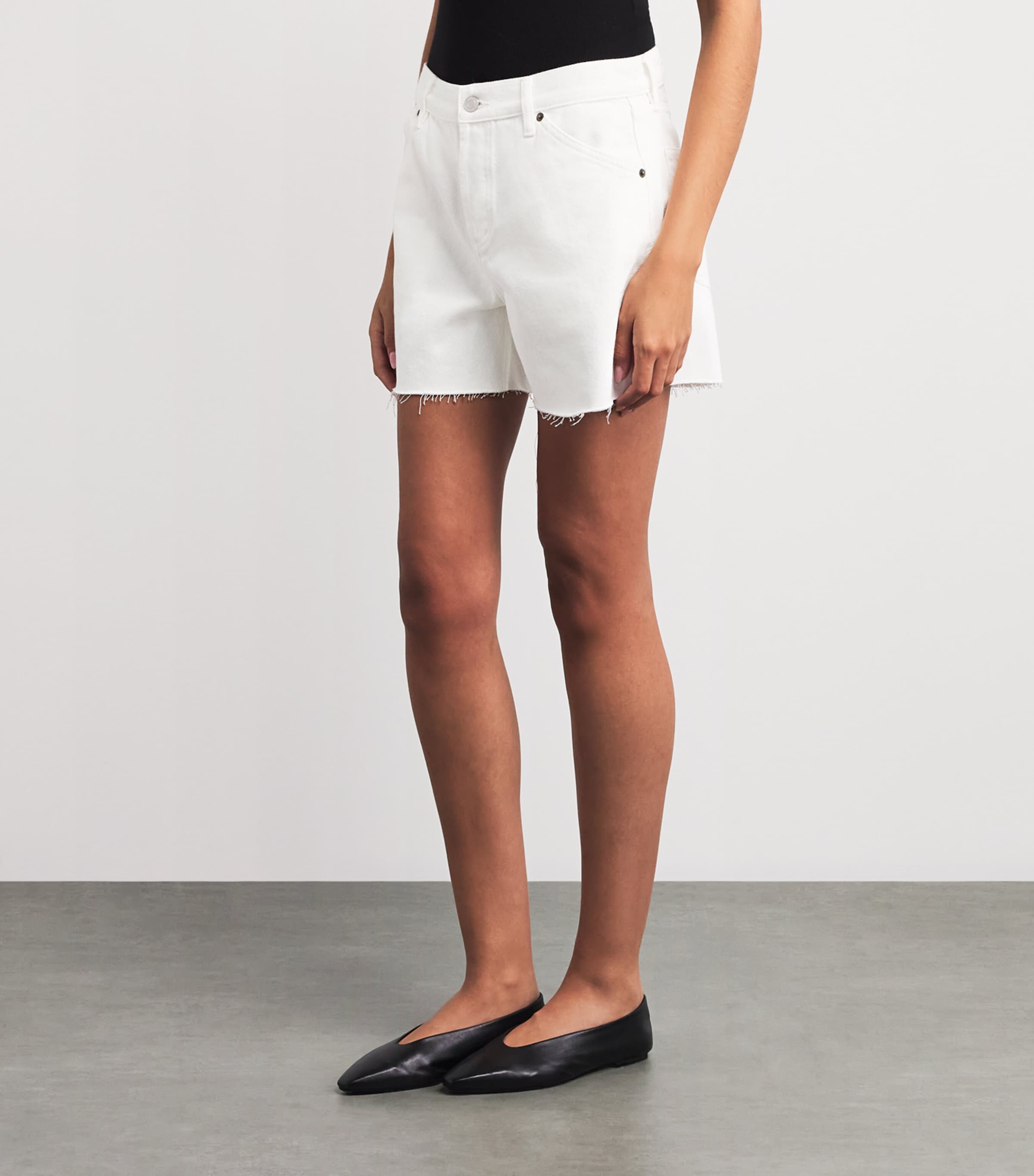 STILL HERE Womens Denim Shorts Milk Image 4