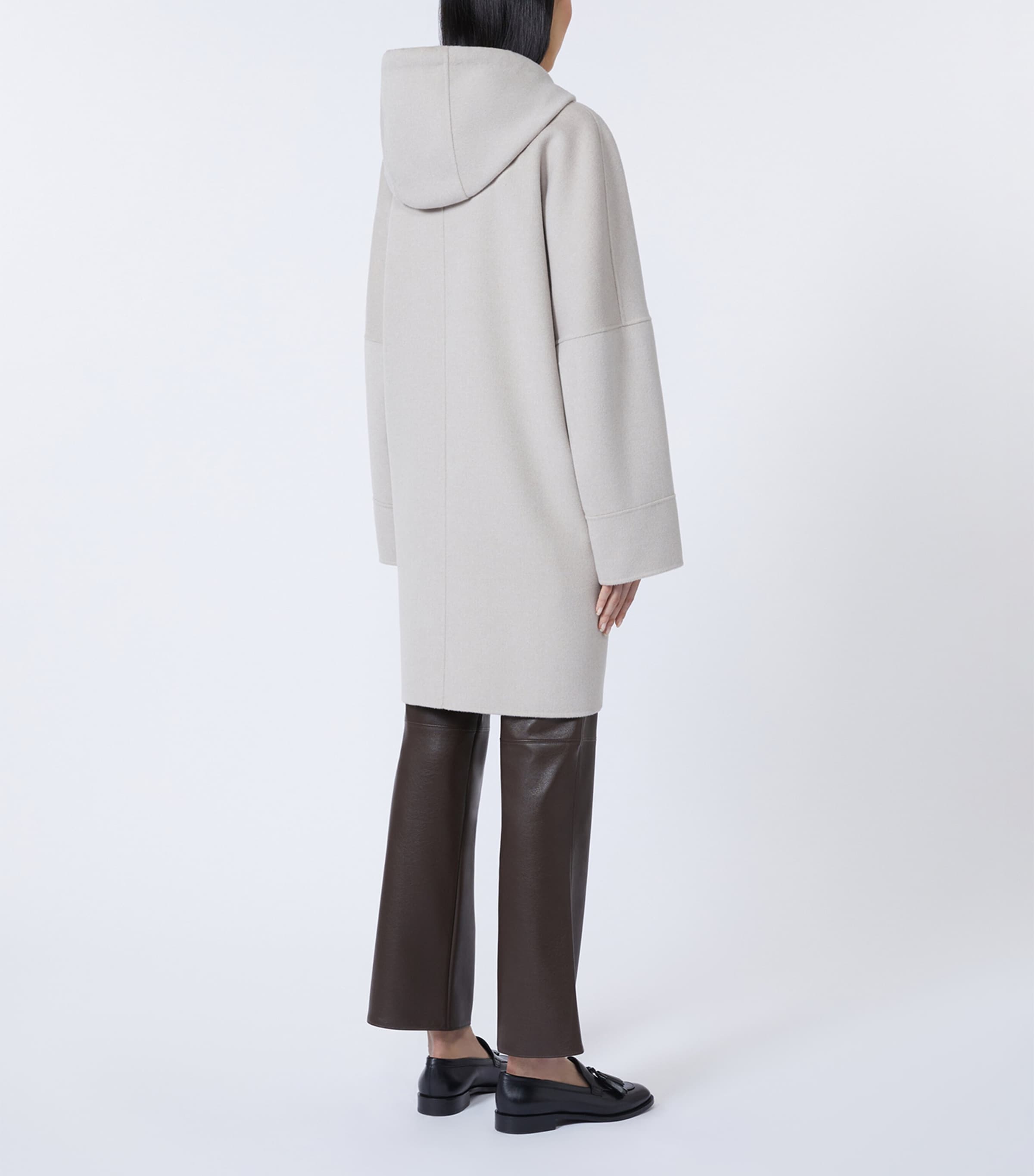 Max Mara Womens Virgin Wool Hooded Coat Beige Image 4