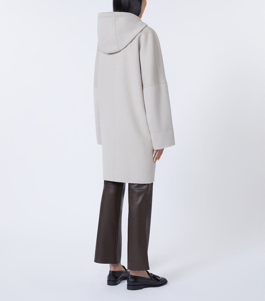 Max Mara Womens Virgin Wool Hooded Coat Beige Image 4