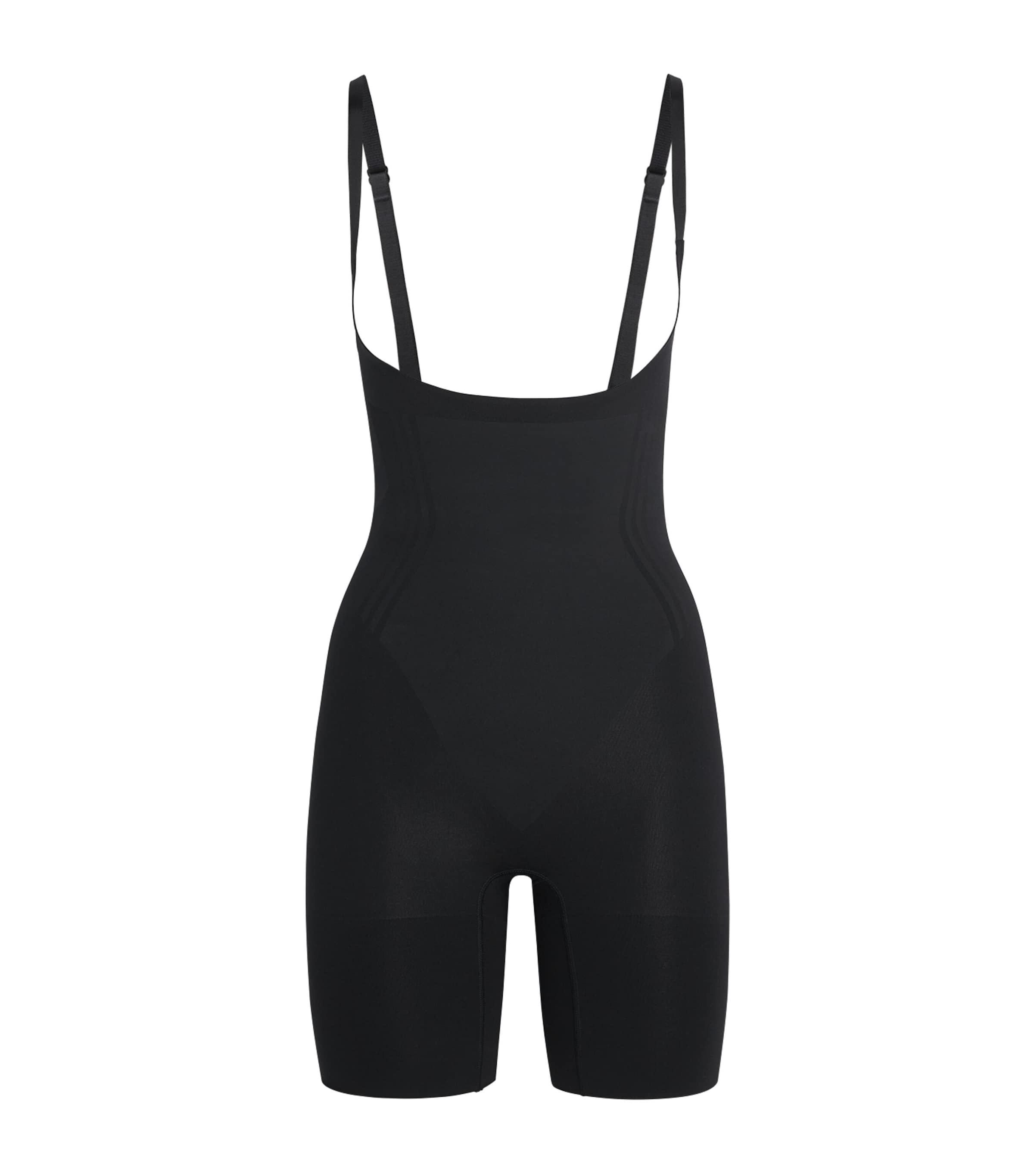 SPANX Womens SPANXsculpt GoFigure Open-Bust Mid-Thigh Bodysuit Very Black Image 1
