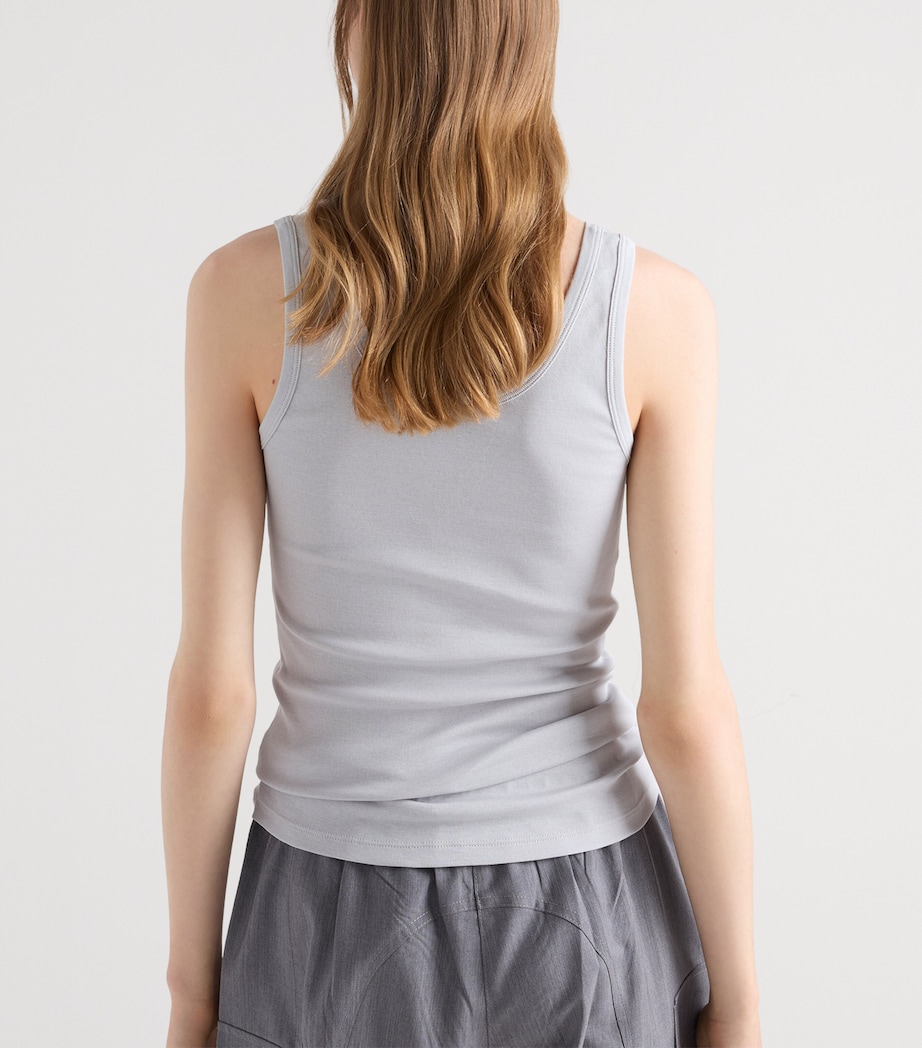 Prada Womens Cotton Ribbed Tank Top Grey Image 5