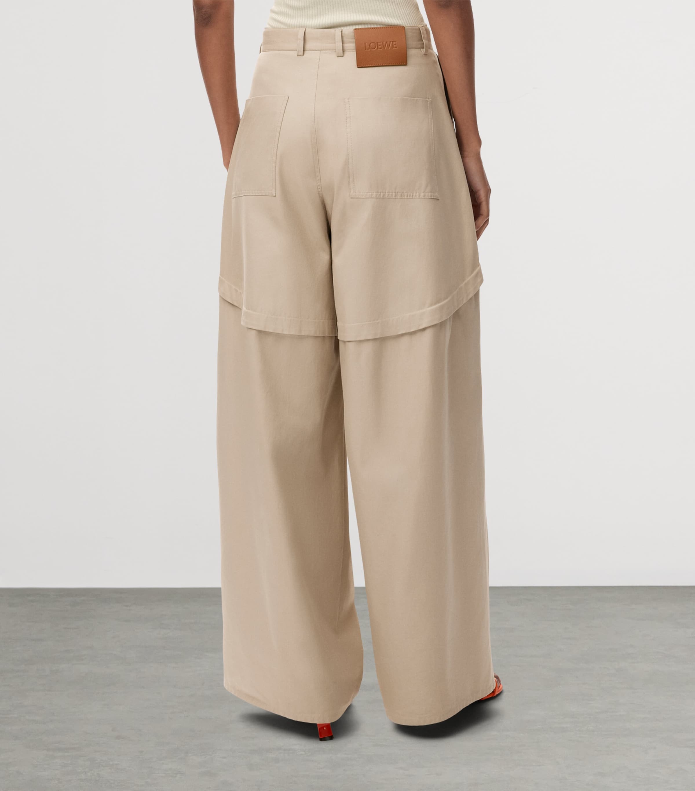 LOEWE Womens x Paula's Ibiza Cotton Panelled Trousers Beige Image 4