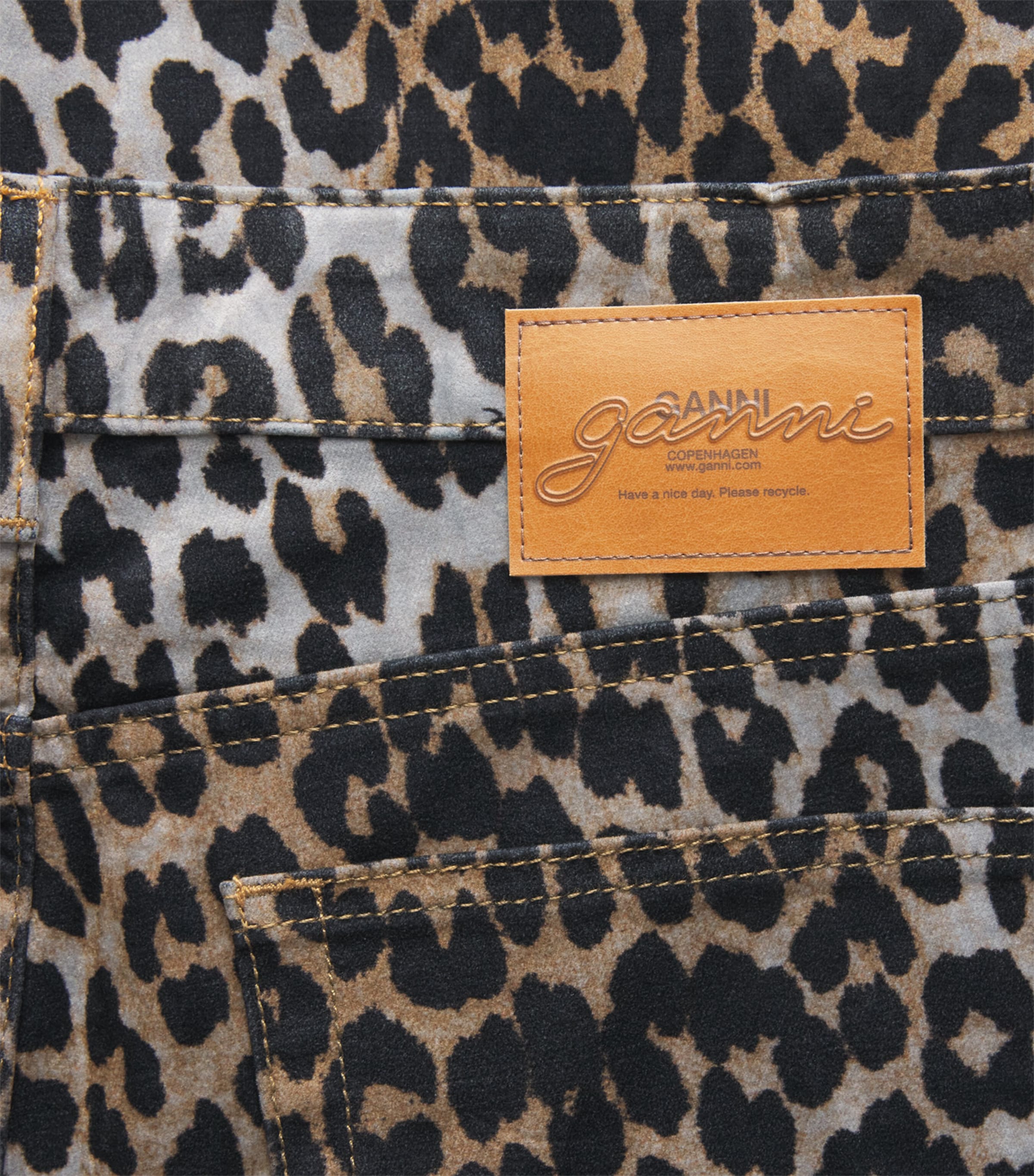 GANNI Womens Leopard Wide-Leg Jeans Almond Milk Image 6
