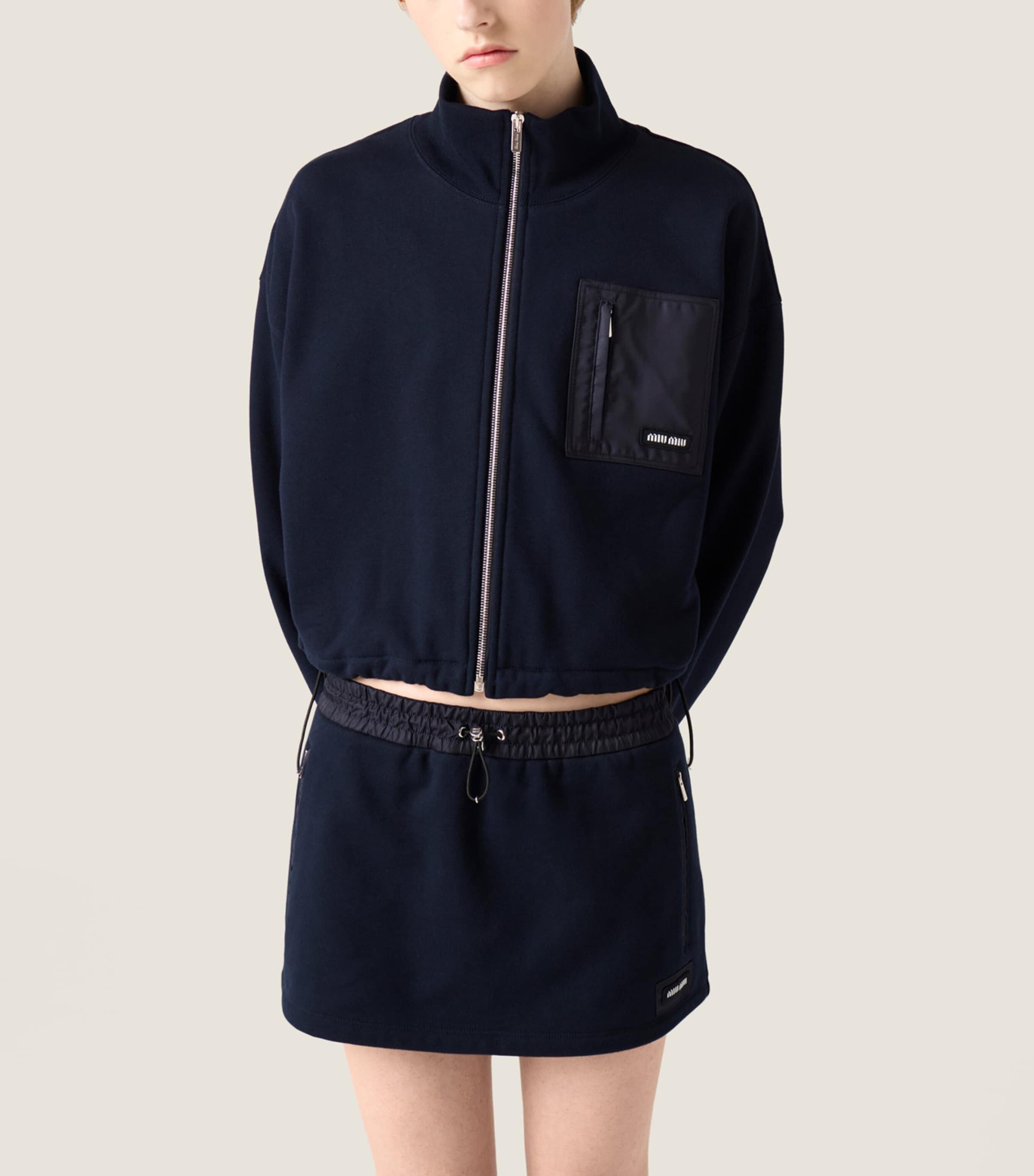 Miu Miu Womens Cotton Jersey Mini Skirt Blue Image 5