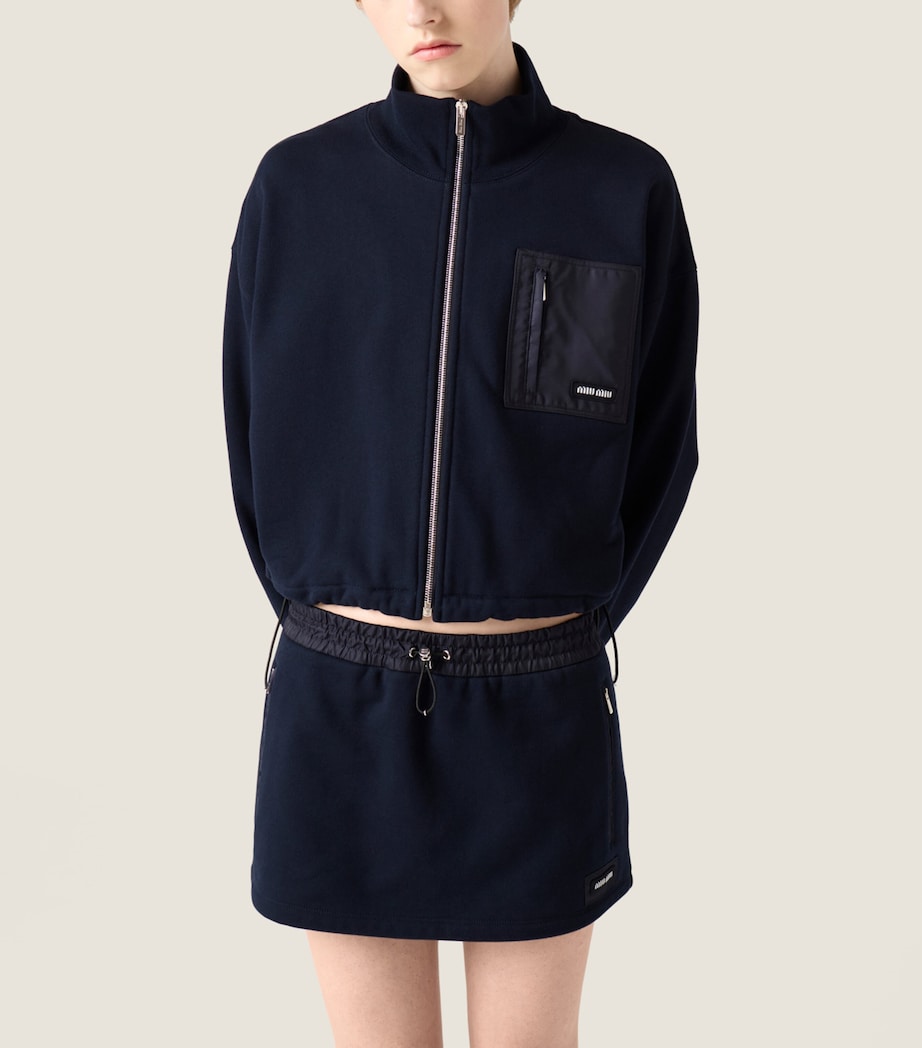 Miu Miu Womens Cotton Jersey Mini Skirt Blue Image 5